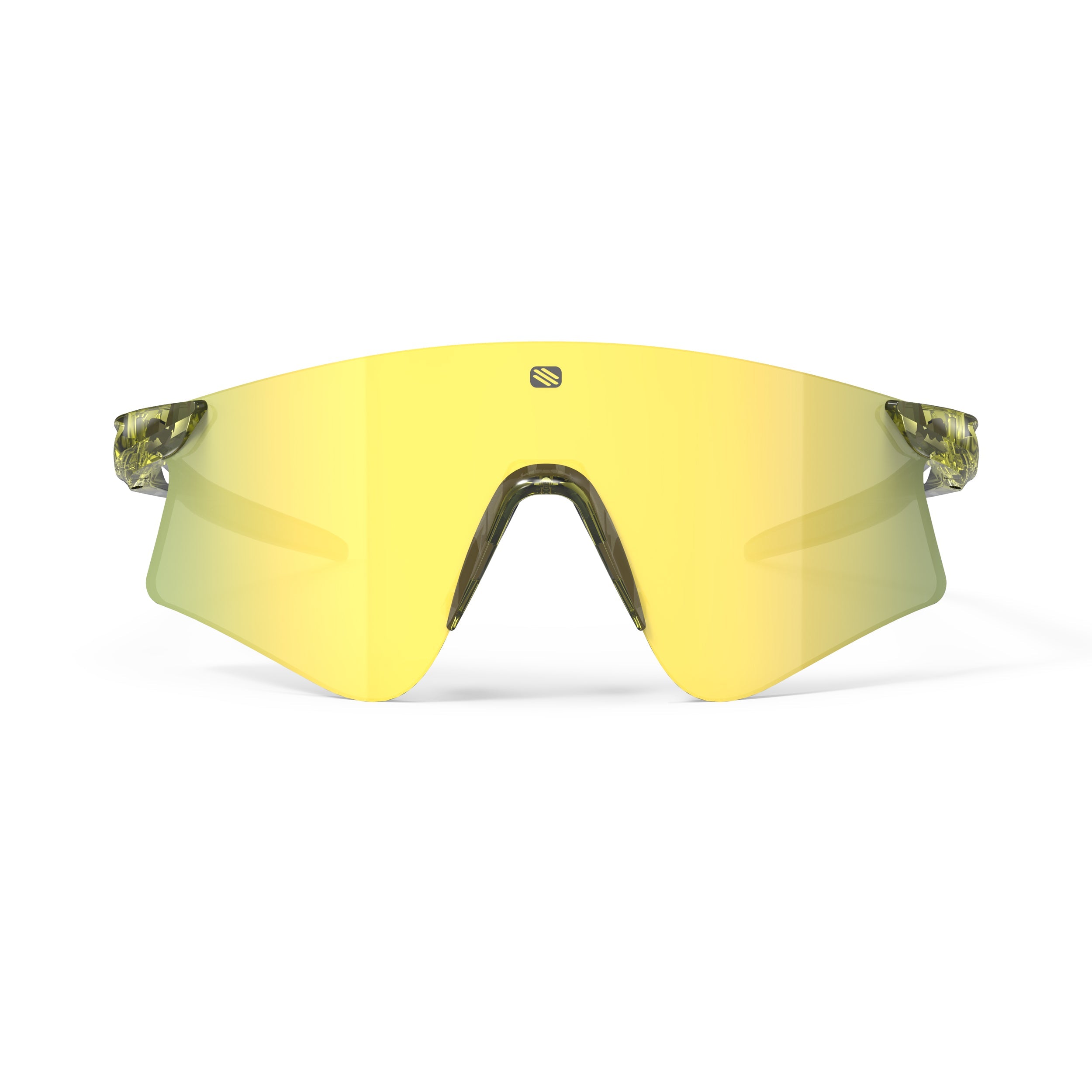 Rudy Project Astral Crystal Apple Green Fade Crystal Blue Avio mirrored multilaser yellow performance sunglasses – front view, alternate angle