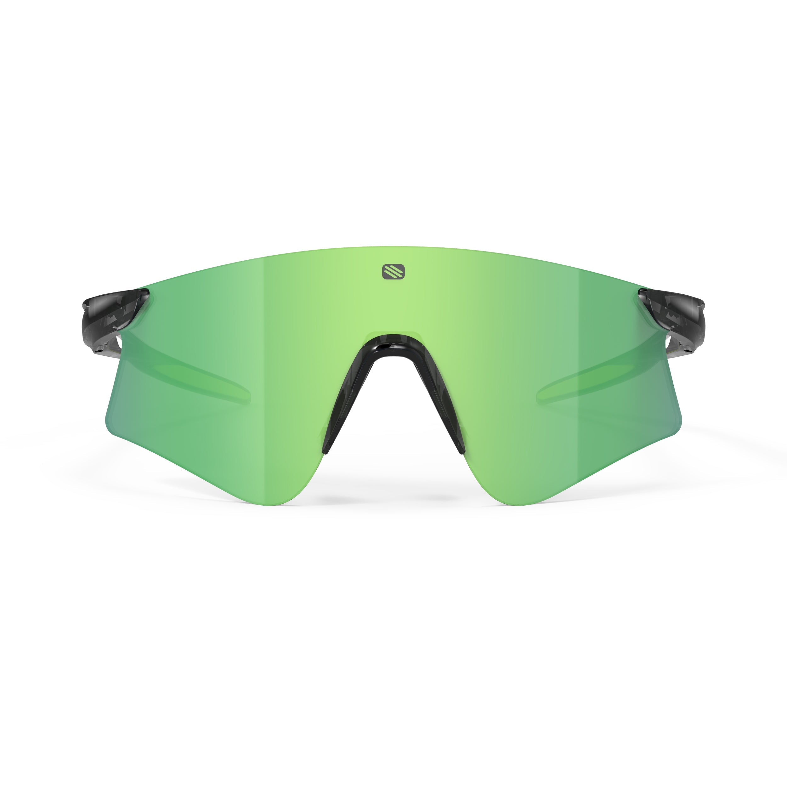 Rudy Project Astral Crystal Ash mirrored multilaser green performance sunglasses – front view, alternate angle