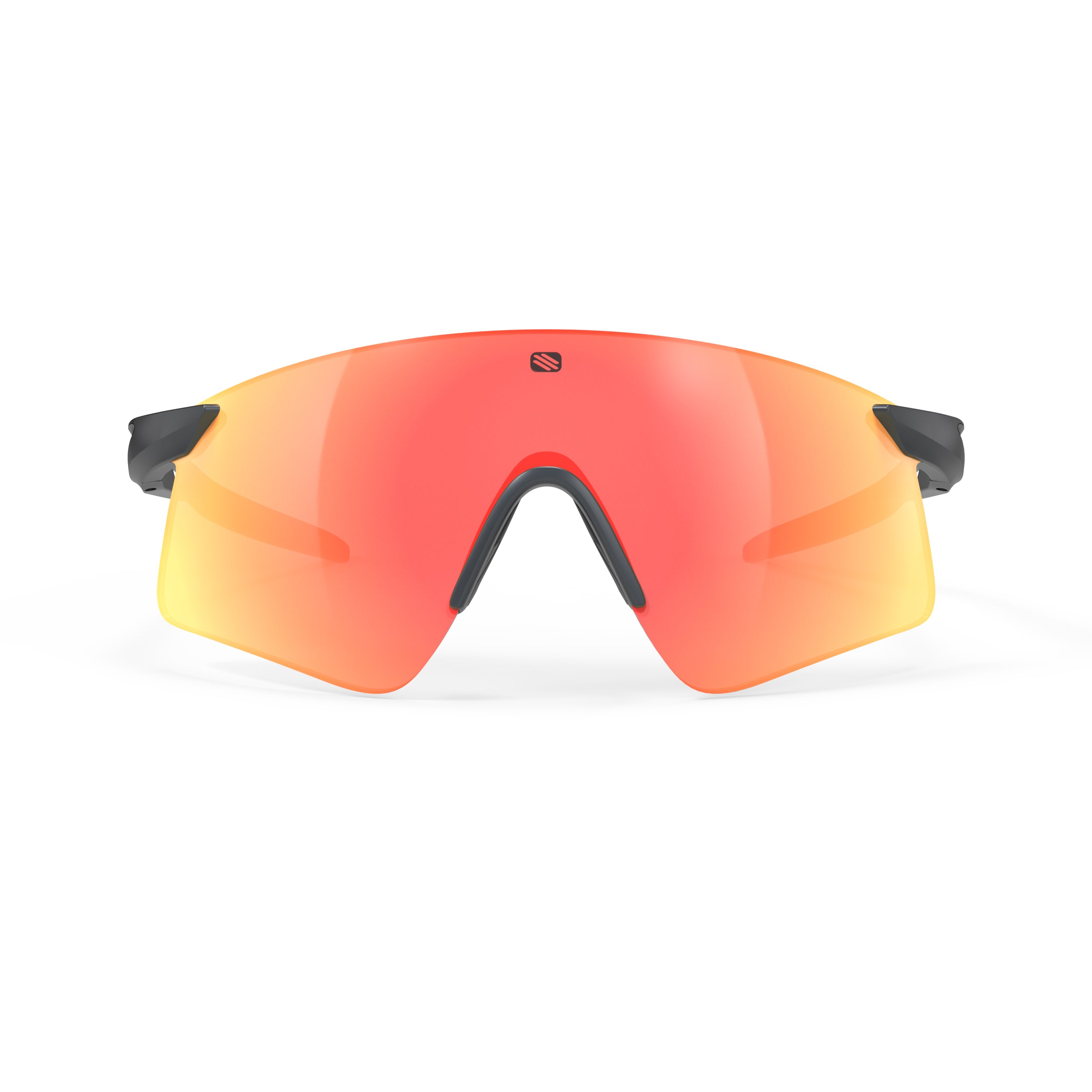 Rudy Project Astral Sphere Metal Titanium Matte Mirrored Multilaser Orange Performance Sunglasses – front view, alternate angle