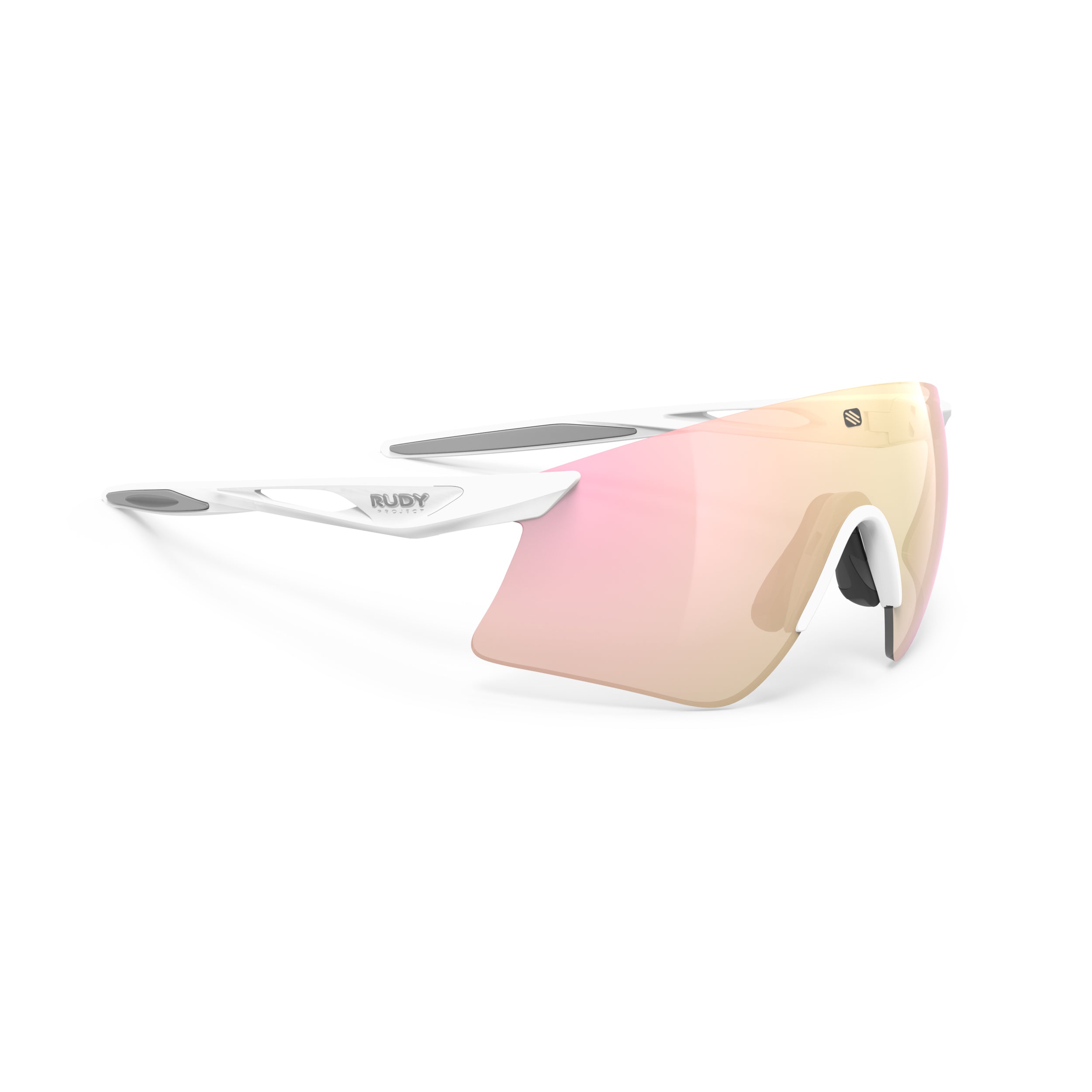 Rudy Project Astral Sphere White Matte Frame Mirorred Multilaser Rosegold Performance Sunglasses – Front View