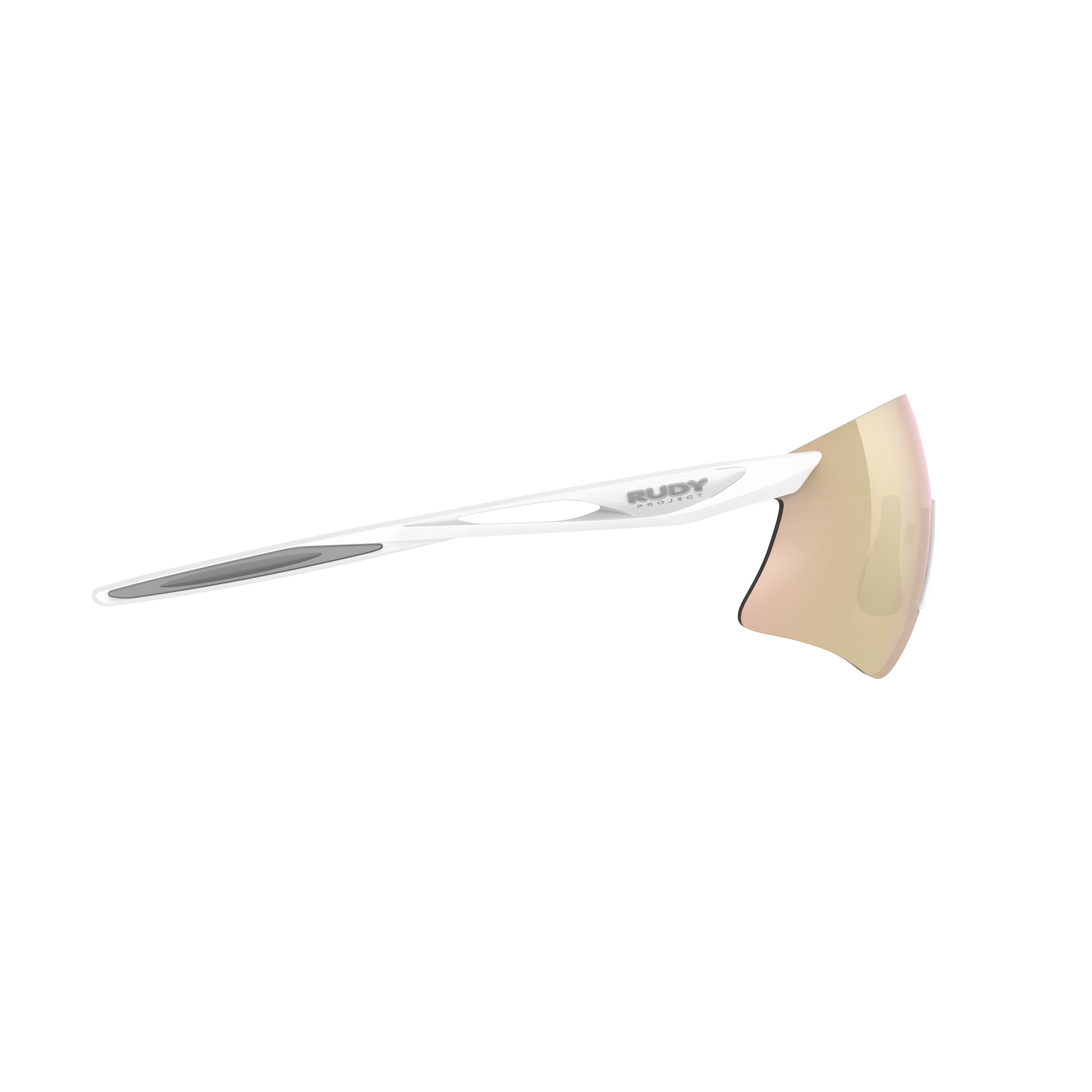 Rudy Project Astral Sphere White Matte Frame Mirorred Multilaser Rosegold Performance Sunglasses – side view, opposite side