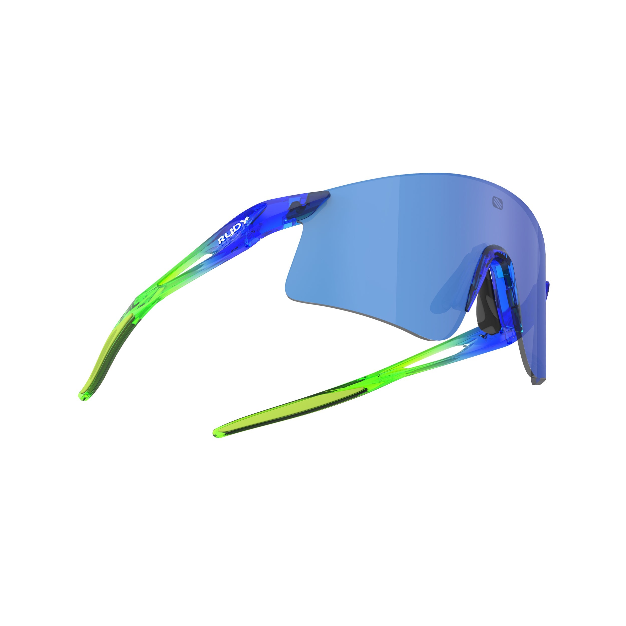 Rudy Project Astral X Crystal Blue Green Fluo Gloss mirrored multilaser blue hdr performance sunglasses – side view