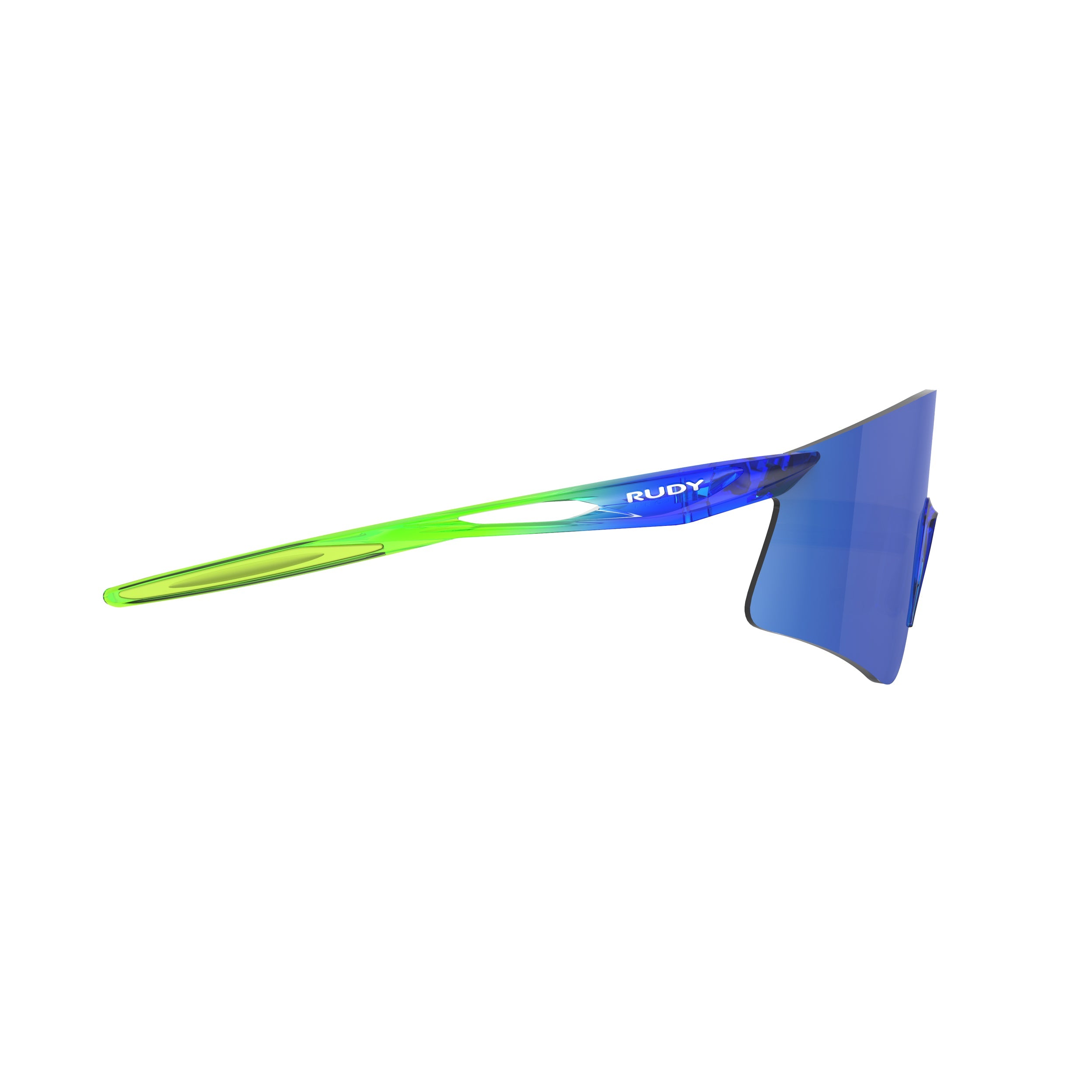 Rudy Project Astral X Crystal Blue Green Fluo Gloss mirrored multilaser blue hdr performance sunglasses – side view, opposite side