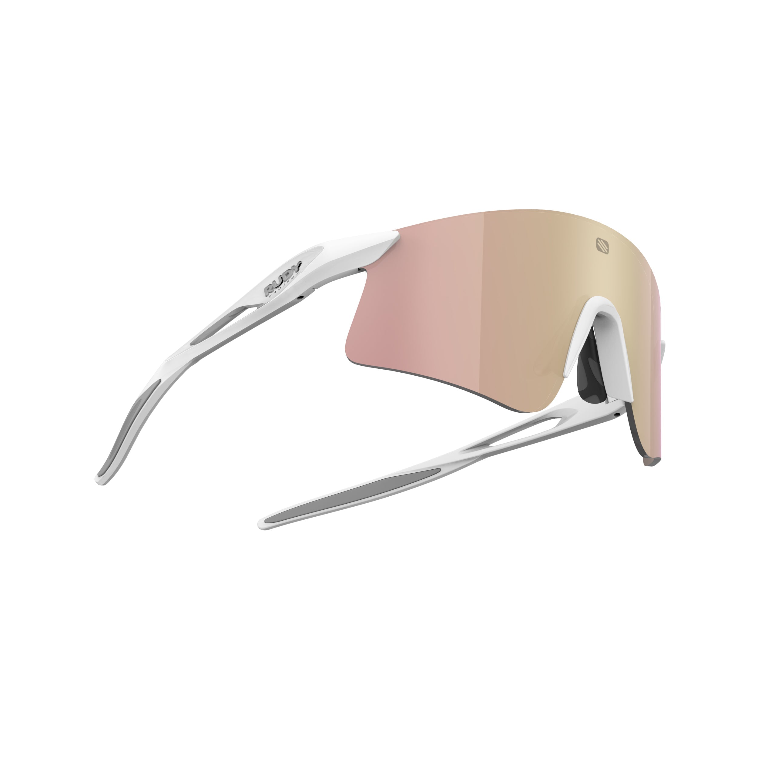 Rudy Project Astral X White Matte mirrored multilaser rose gold performance sunglasses – side view