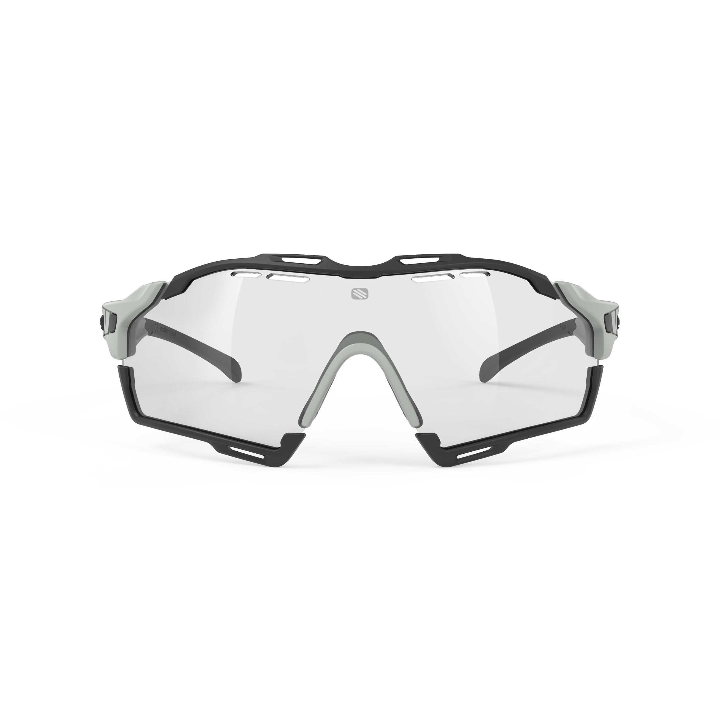 Rudy Project Cutline Light Grey Matte photochromic laser black performance sunglasses – front view, alternate angle