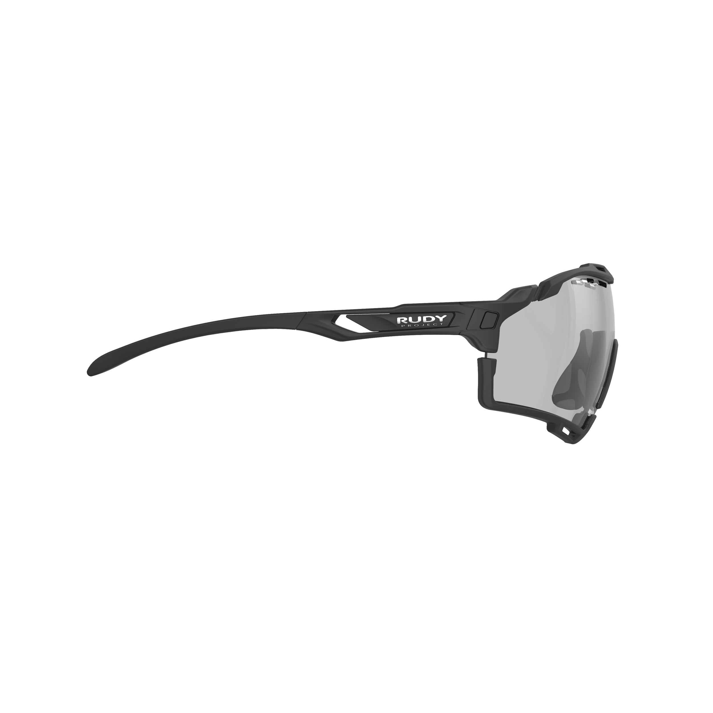 Rudy Project Cutline Matte Black photochromic black performance sunglasses – side view, opposite side
