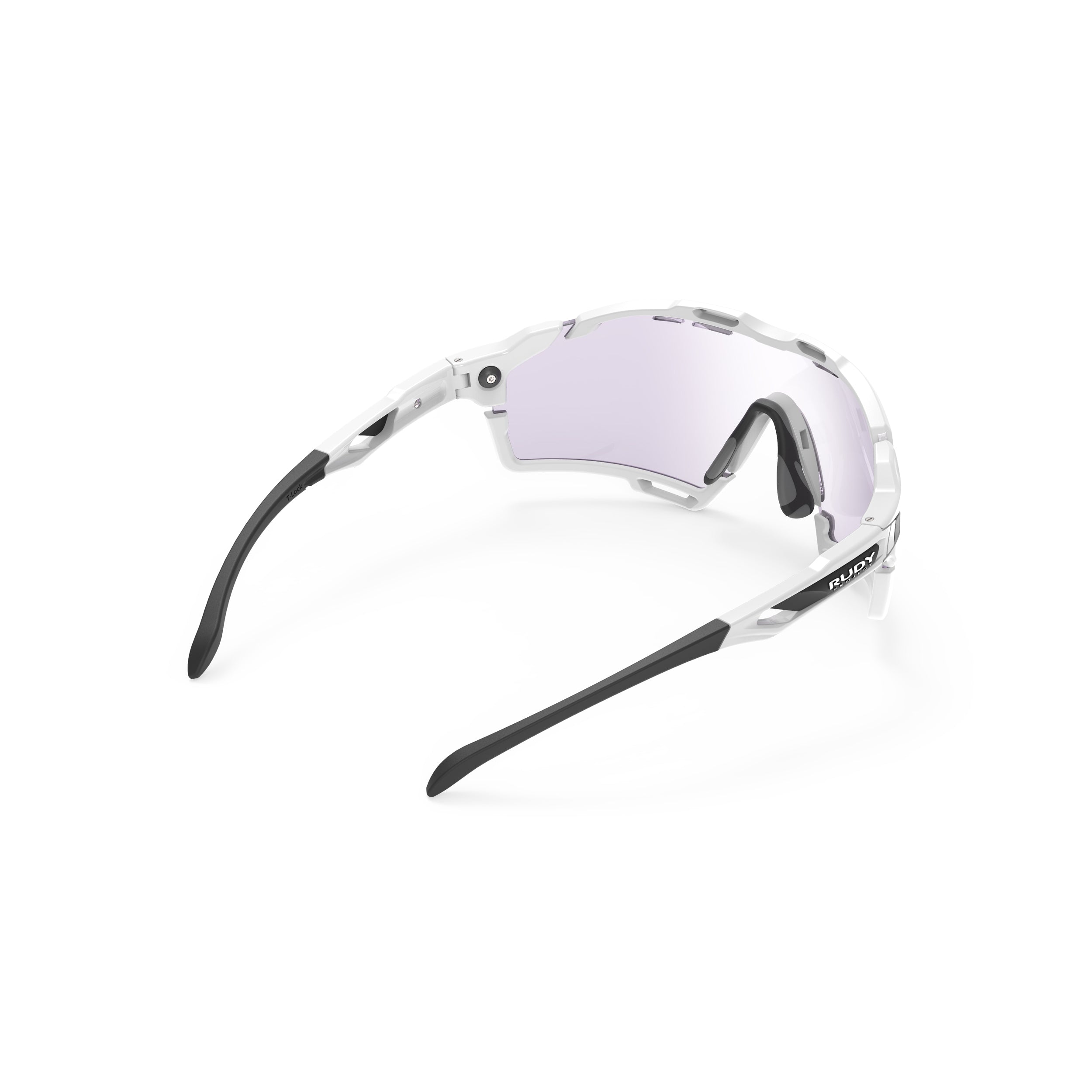 Rudy Project Cutline White Gloss photochromic purple performance sunglasses – rear view
