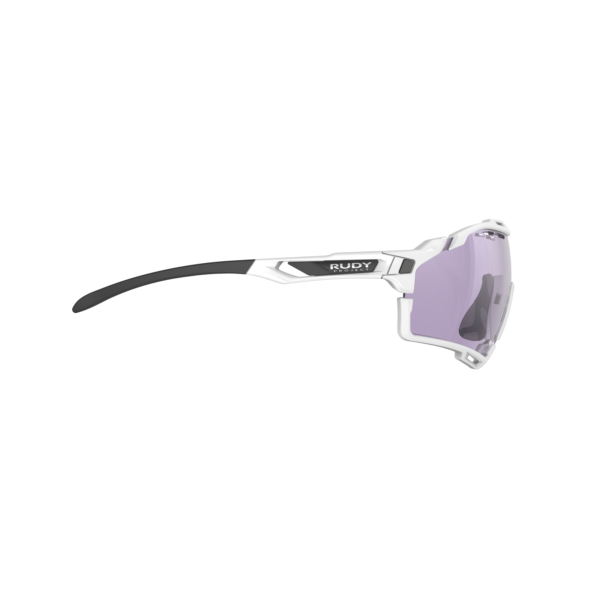Rudy Project Cutline White Gloss photochromic purple performance sunglasses – side view, opposite side