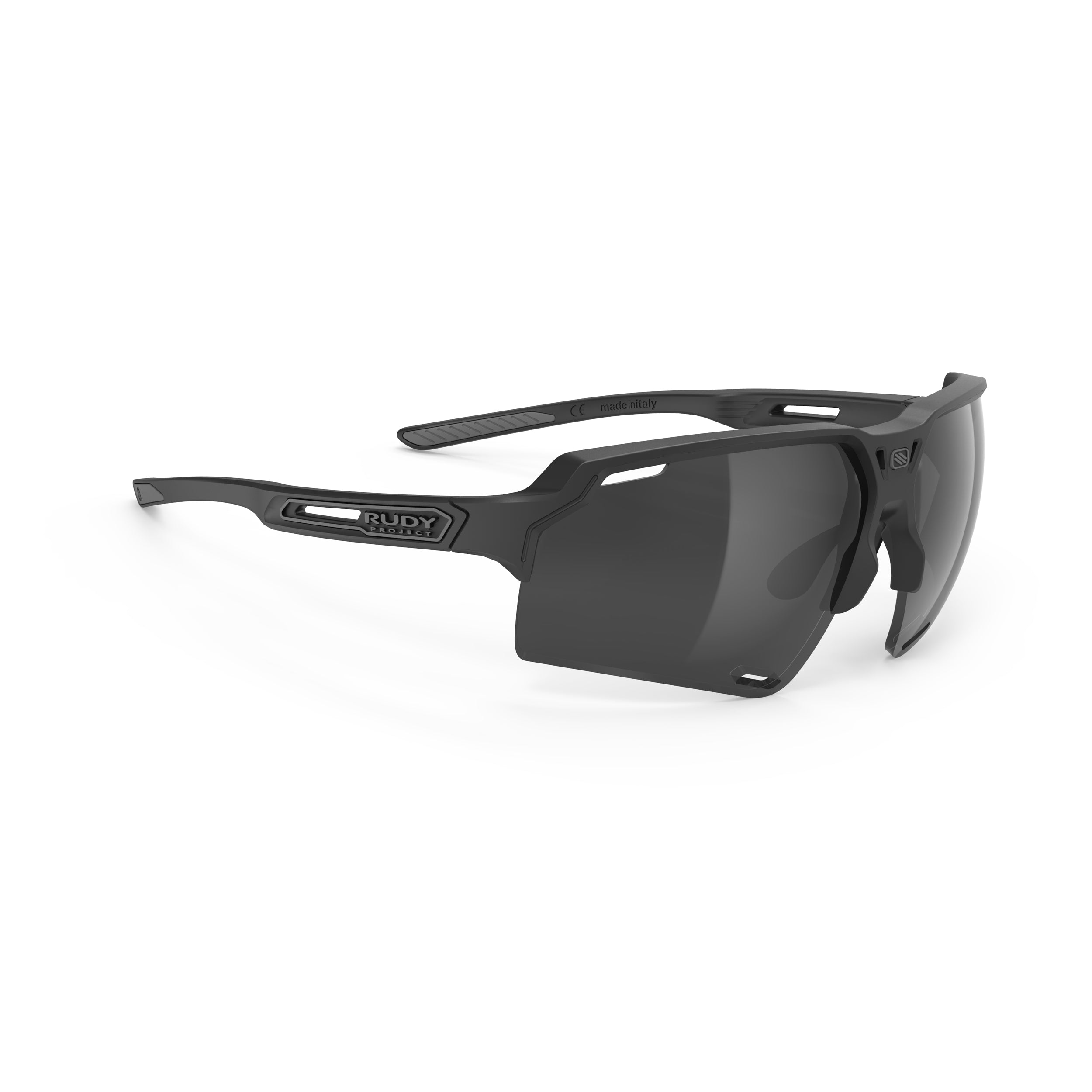 Rudy Project Deltabeat Black Matte mirrored smoke black performance sunglasses – front view