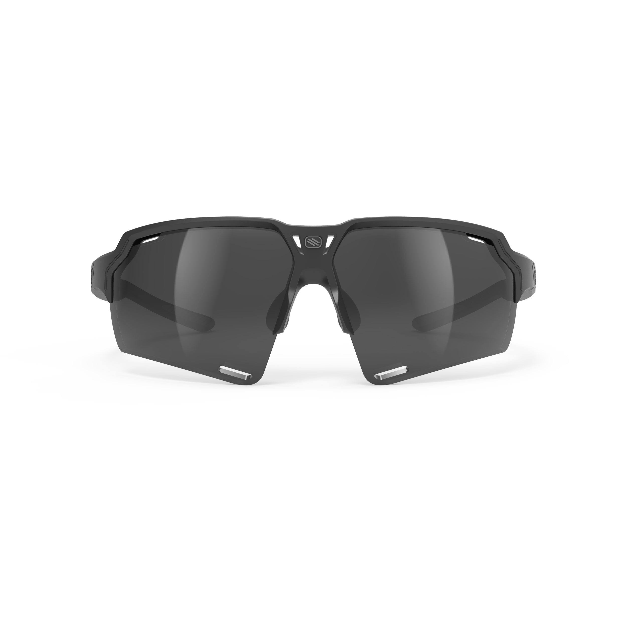 Rudy Project Deltabeat Black Matte mirrored smoke black performance sunglasses – front view, alternate angle