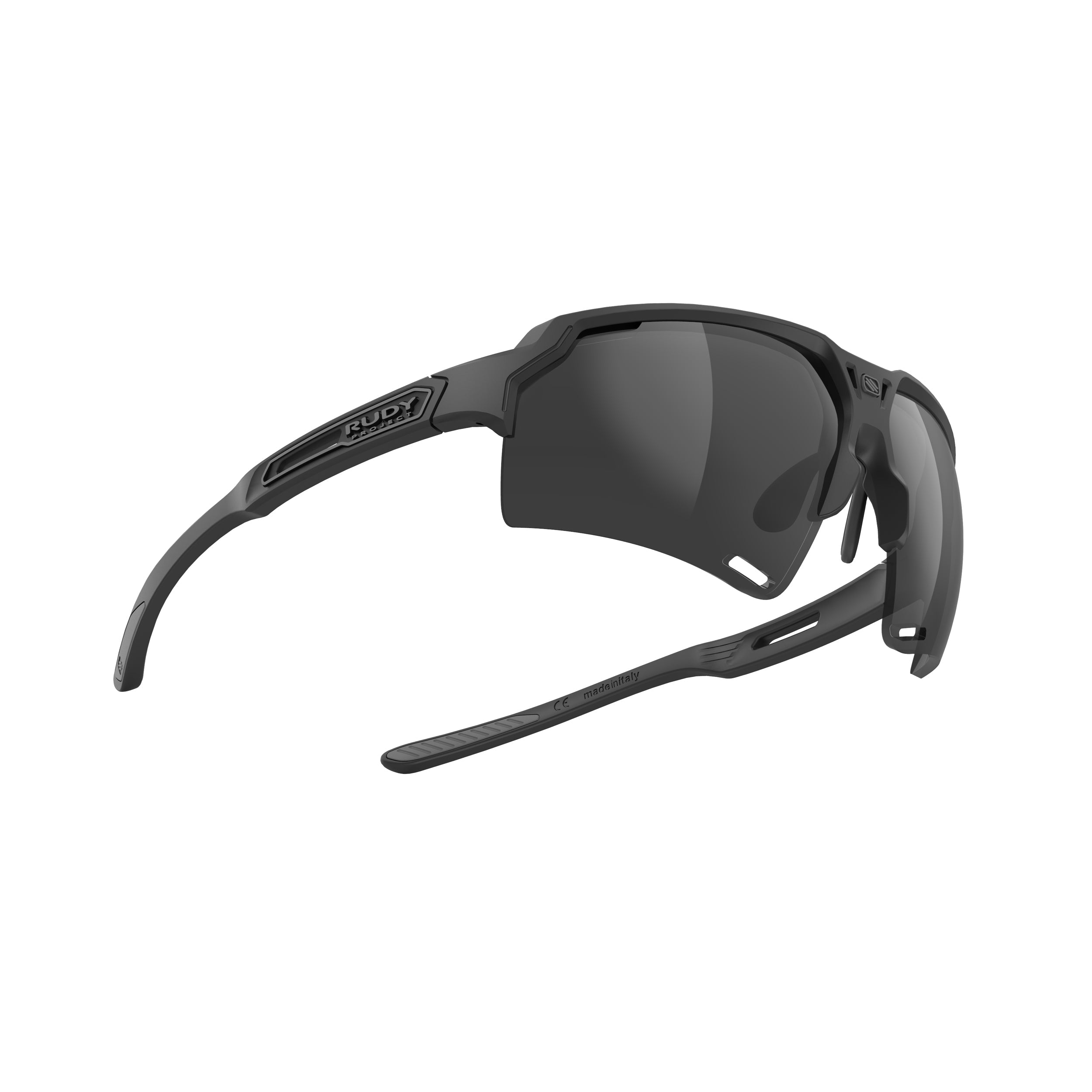 Rudy Project Deltabeat Black Matte mirrored smoke black performance sunglasses – side view