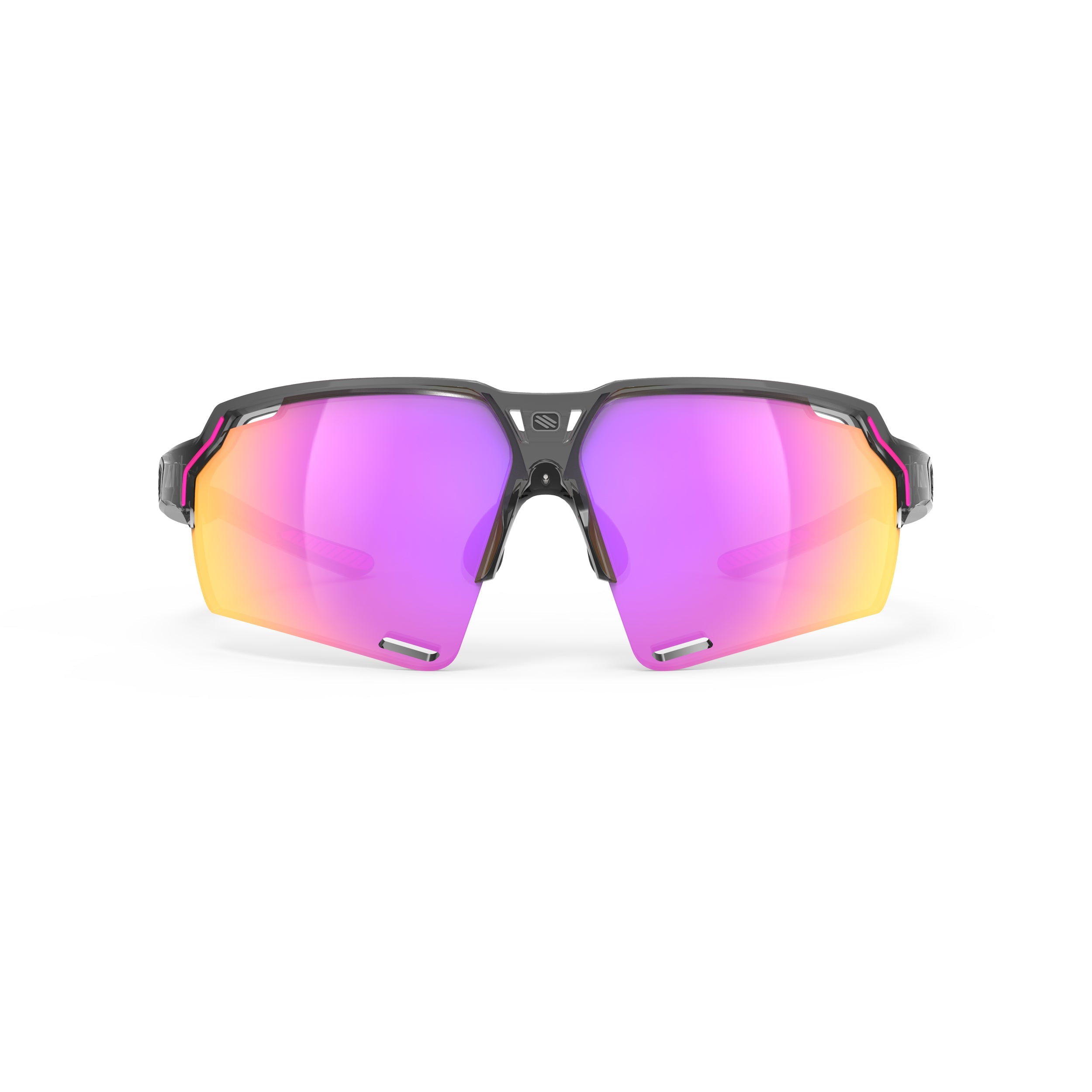 Rudy Project Deltabeat Crystal Ash mirrored multilaser sunset performance sunglasses – front view, alternate angle