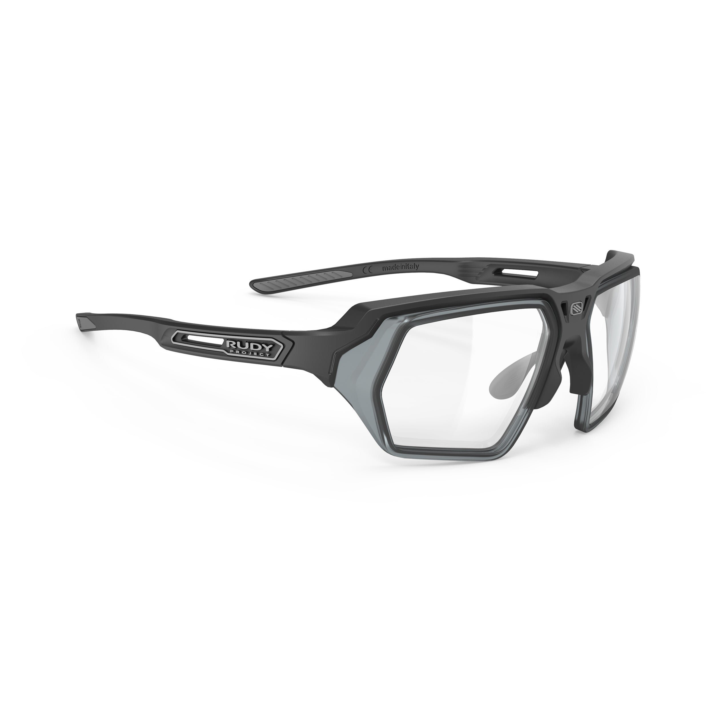 Rudy Project Deltabeat + Optical Dock Black Matte prescription sports glasses – front view, alternate angle