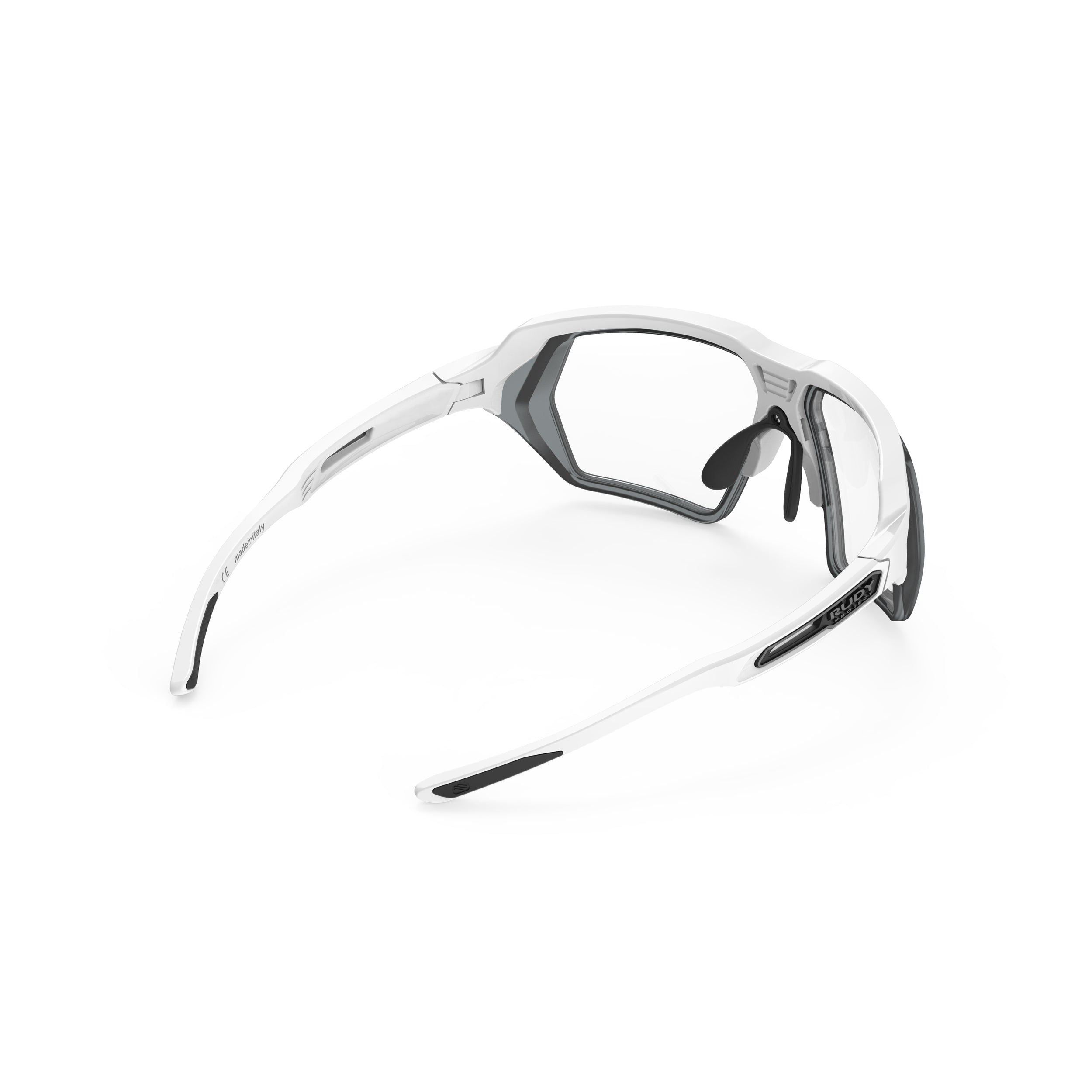 Rudy Project Deltabeat + Optical Dock White Gloss prescription sports glasses – rear view