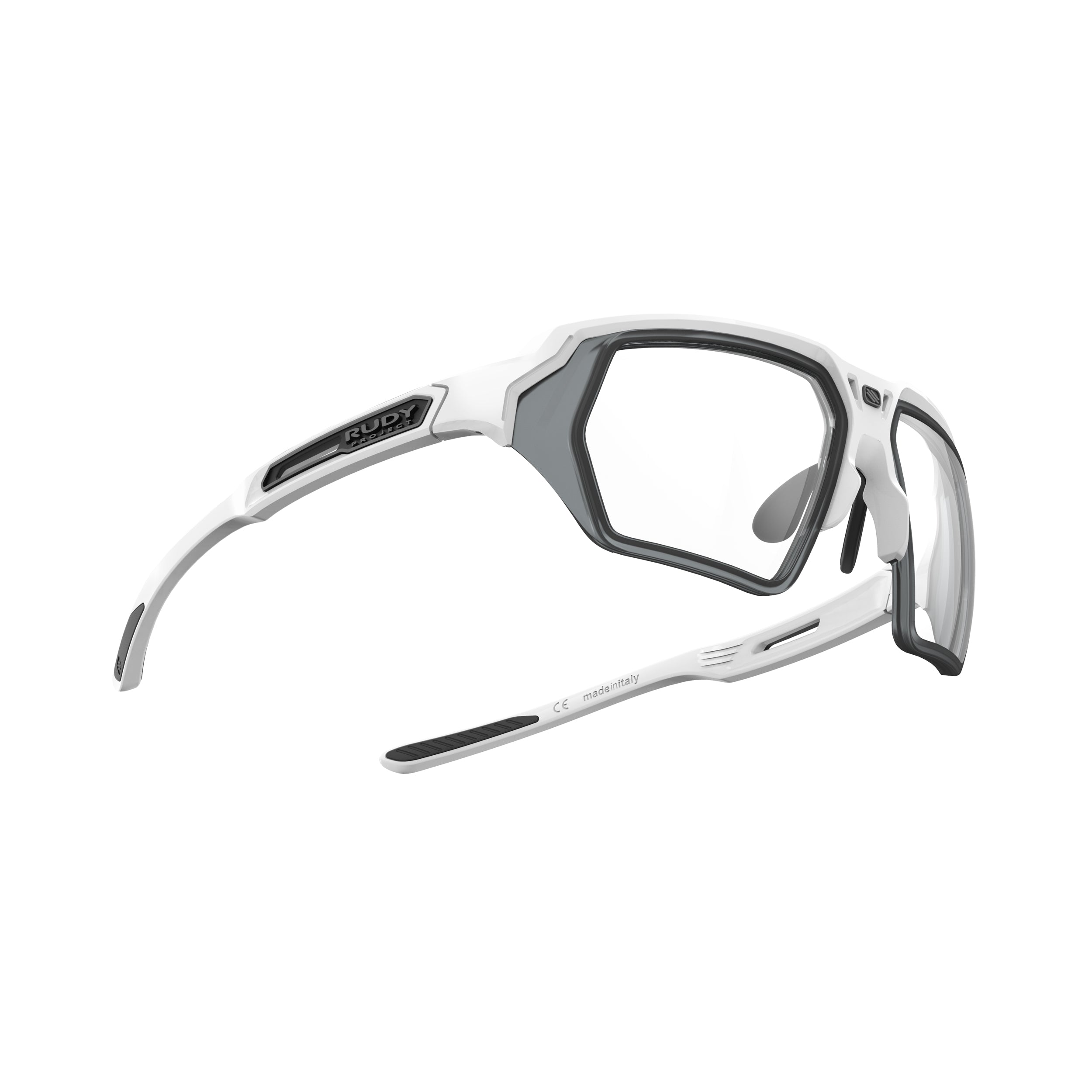 Rudy Project Deltabeat + Optical Dock White Gloss prescription sports glasses – side view