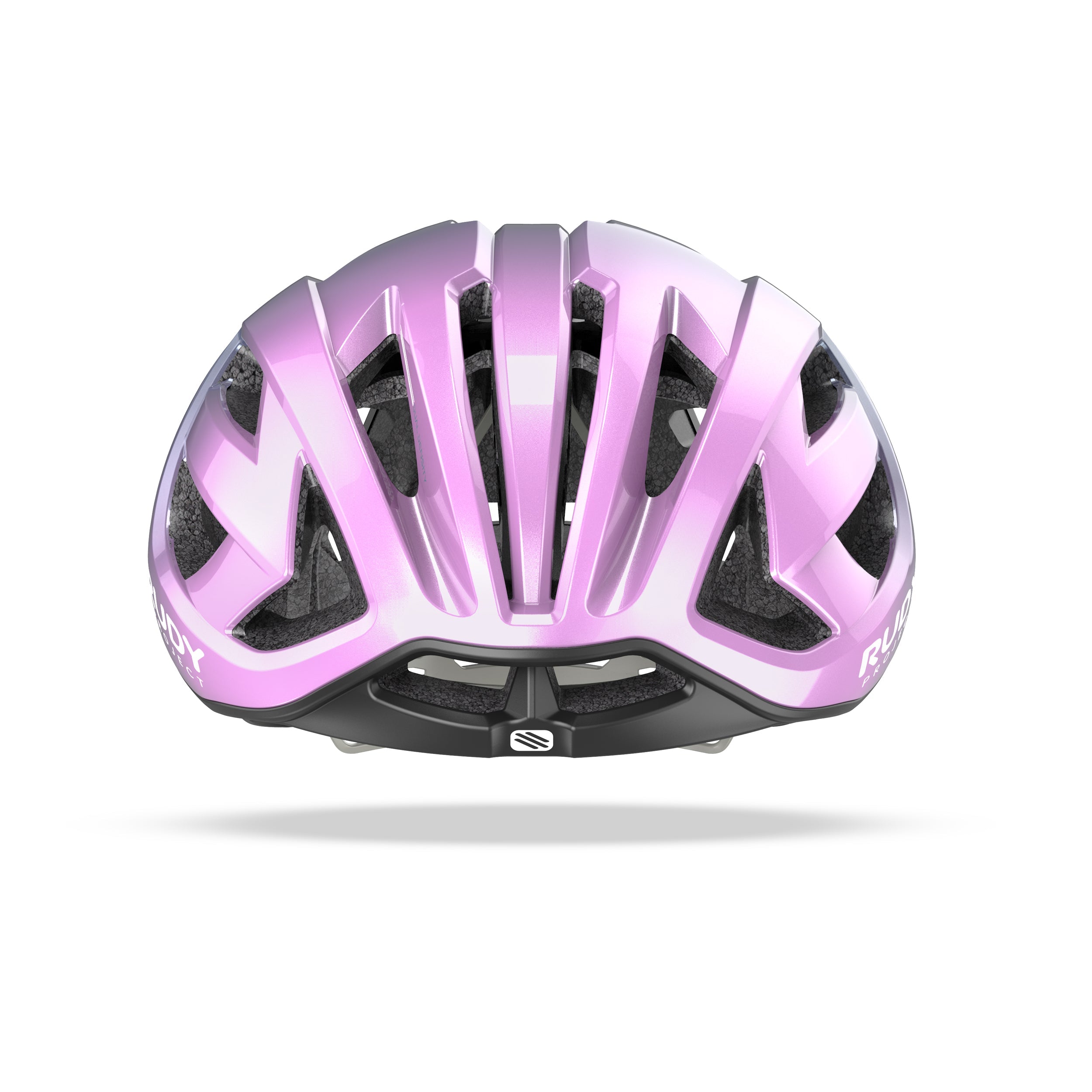 Rudy Project Egos Lilac/Blue Avio Metal Shiny cycling helmet – front view, alternate angle