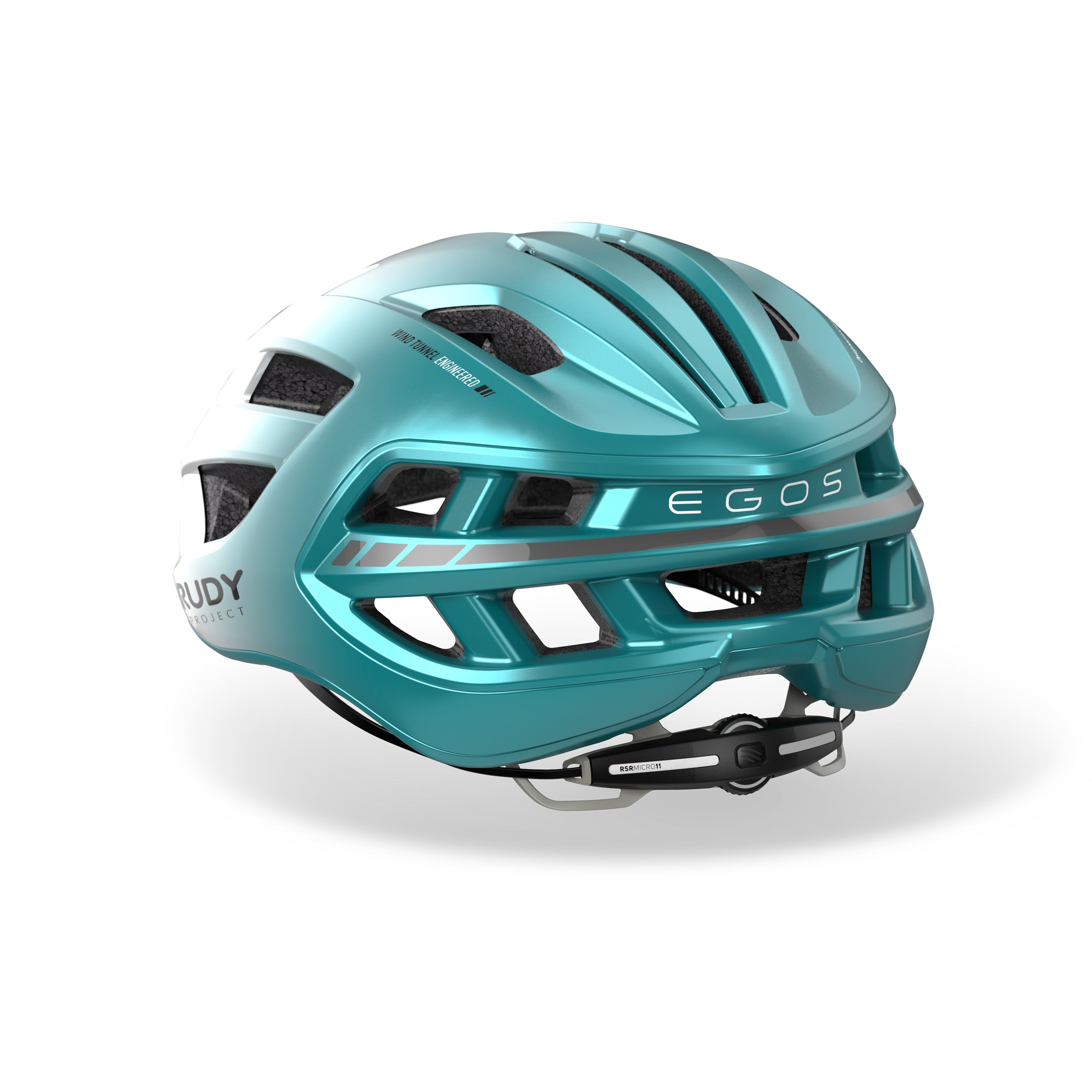 Rudy Project Egos Pearl/Emerald Metal Matte cycling helmet – side view, opposite side