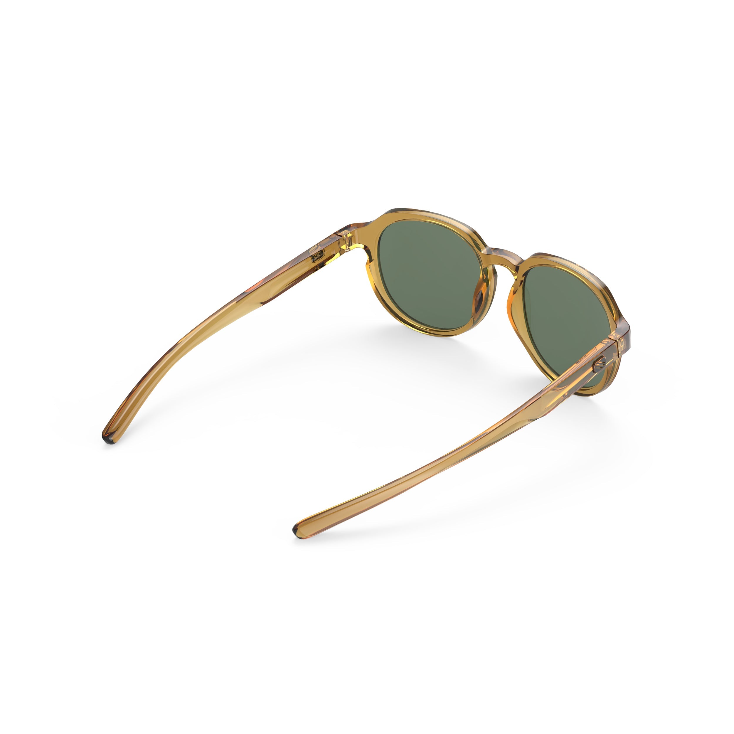 Rudy Project Glamshady Crystal Butterscotch Gloss mirrored green performance sunglasses – rear view