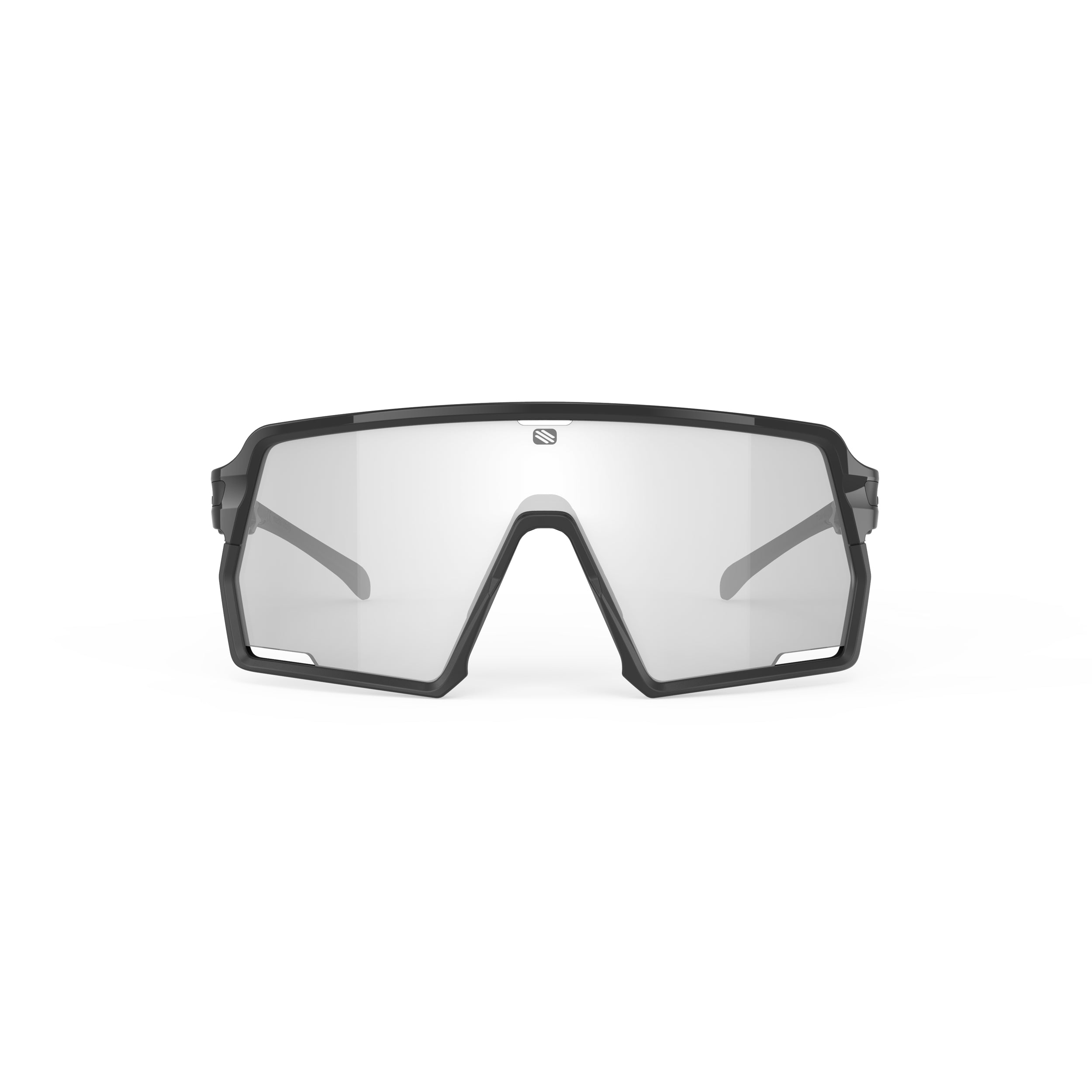 Rudy Project Kelion Black Gloss photochromic laser black performance sunglasses – front view, alternate angle