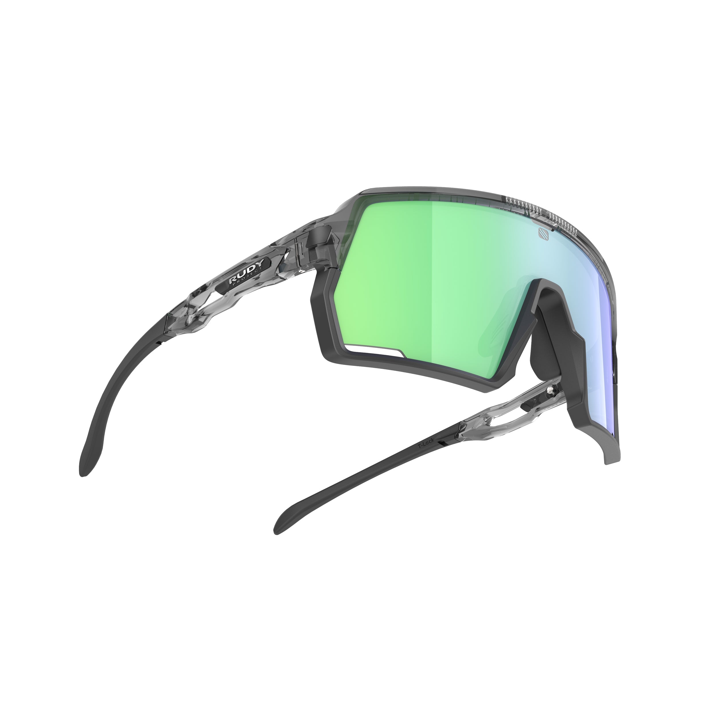 Rudy Project Kelion Crystal Ash mirrored multilaser green performance sunglasses – side view