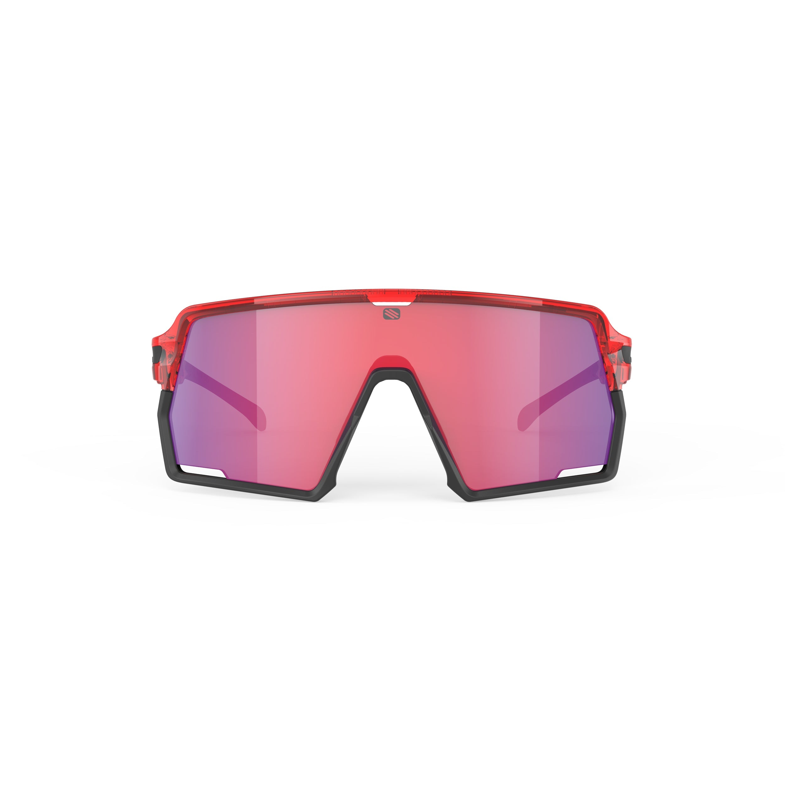 Rudy Project Kelion Crystal Red mirrored multilaser red hdr performance sunglasses – front view, alternate angle