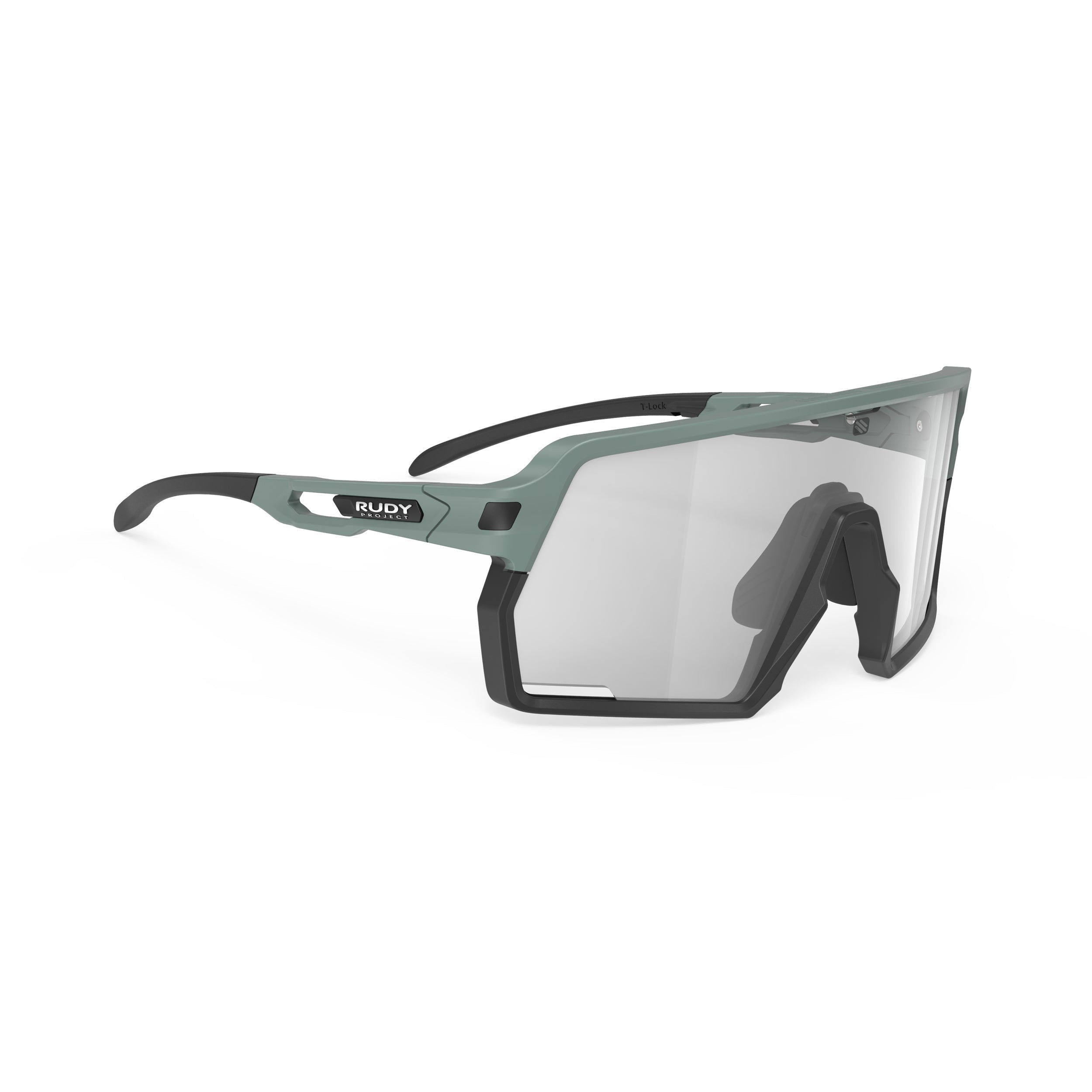 Rudy Project Kelion Green Sage Matte photochromic laser black performance sunglasses – front view