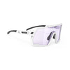 Rudy Project Kelion White Gloss photochromic laser purple hdr performance sunglasses – front view