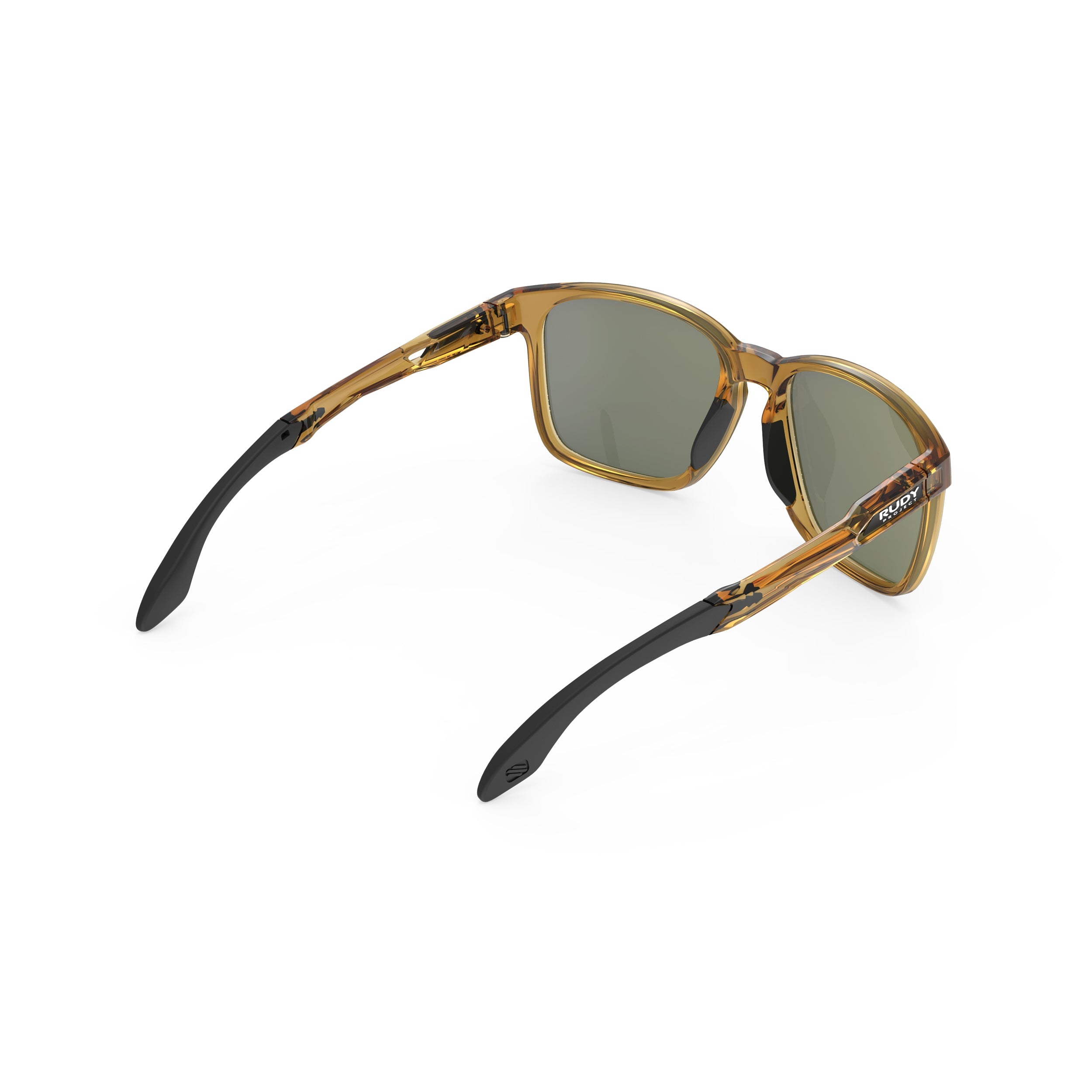 Rudy Project Lightflow A Crystal Butterscotch Gloss mirrored laser green performance sunglasses – rear view