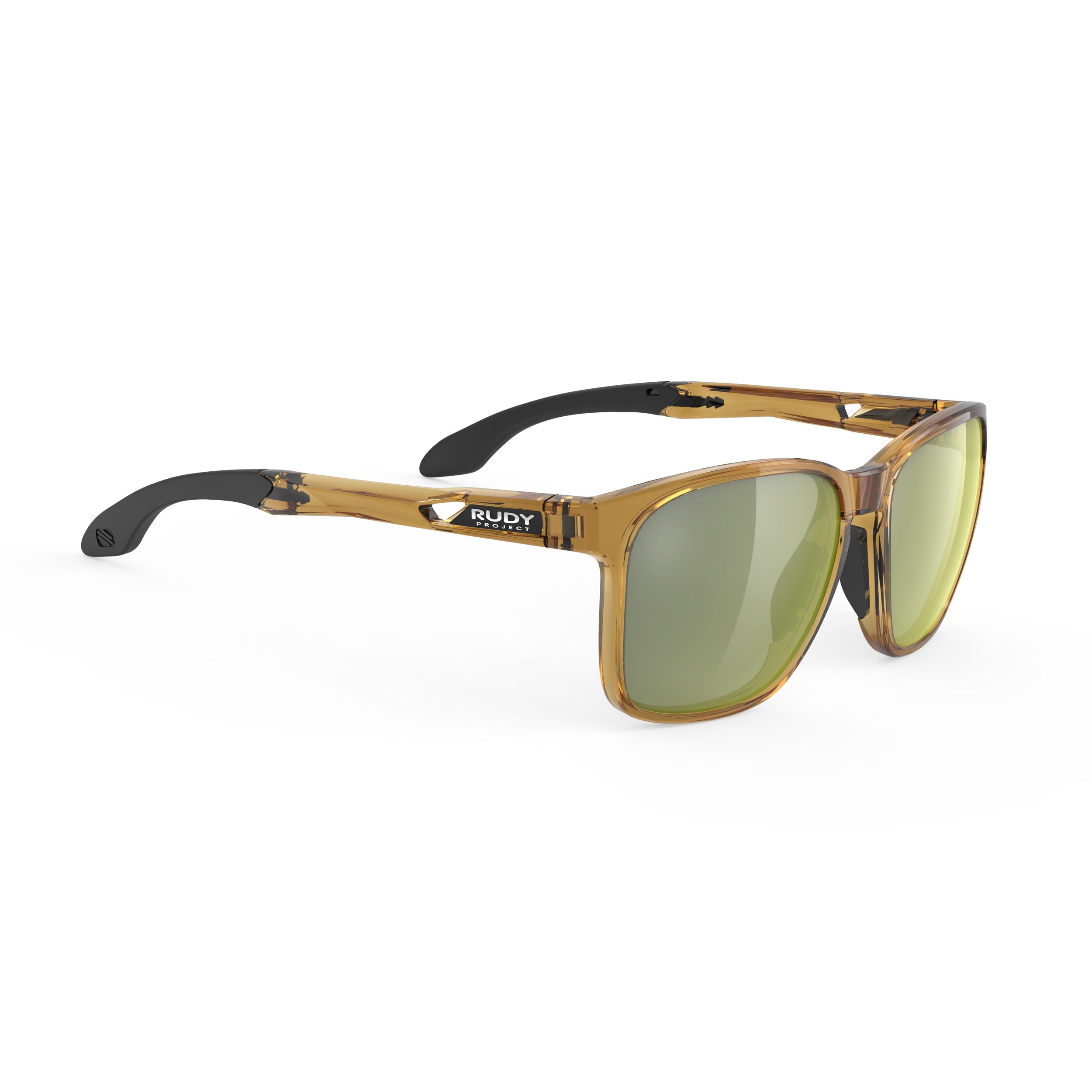 Rudy Project Lightflow A Crystal Butterscotch Gloss mirrored laser green performance sunglasses – front view