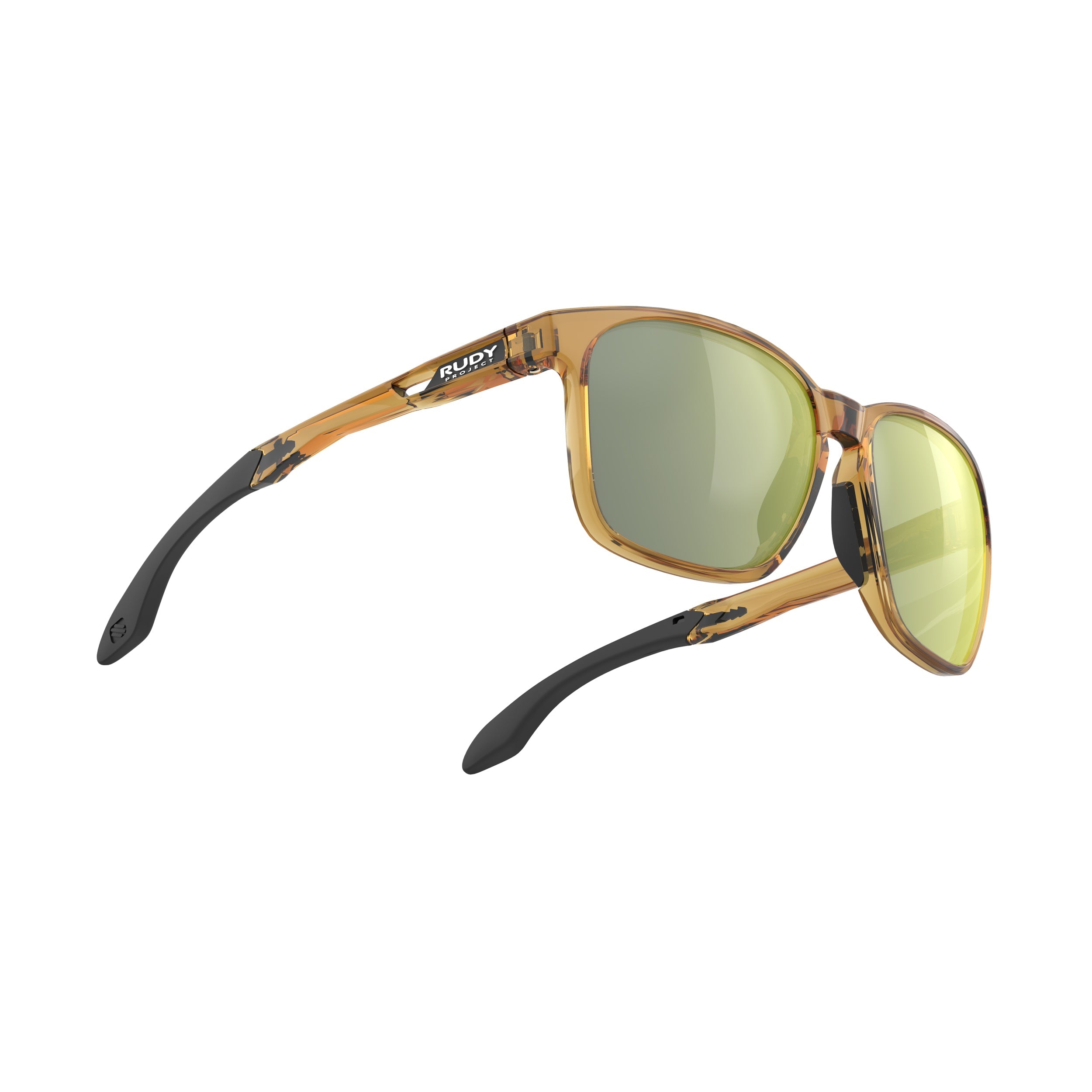 Rudy Project Lightflow A Crystal Butterscotch Gloss mirrored laser green performance sunglasses – side view