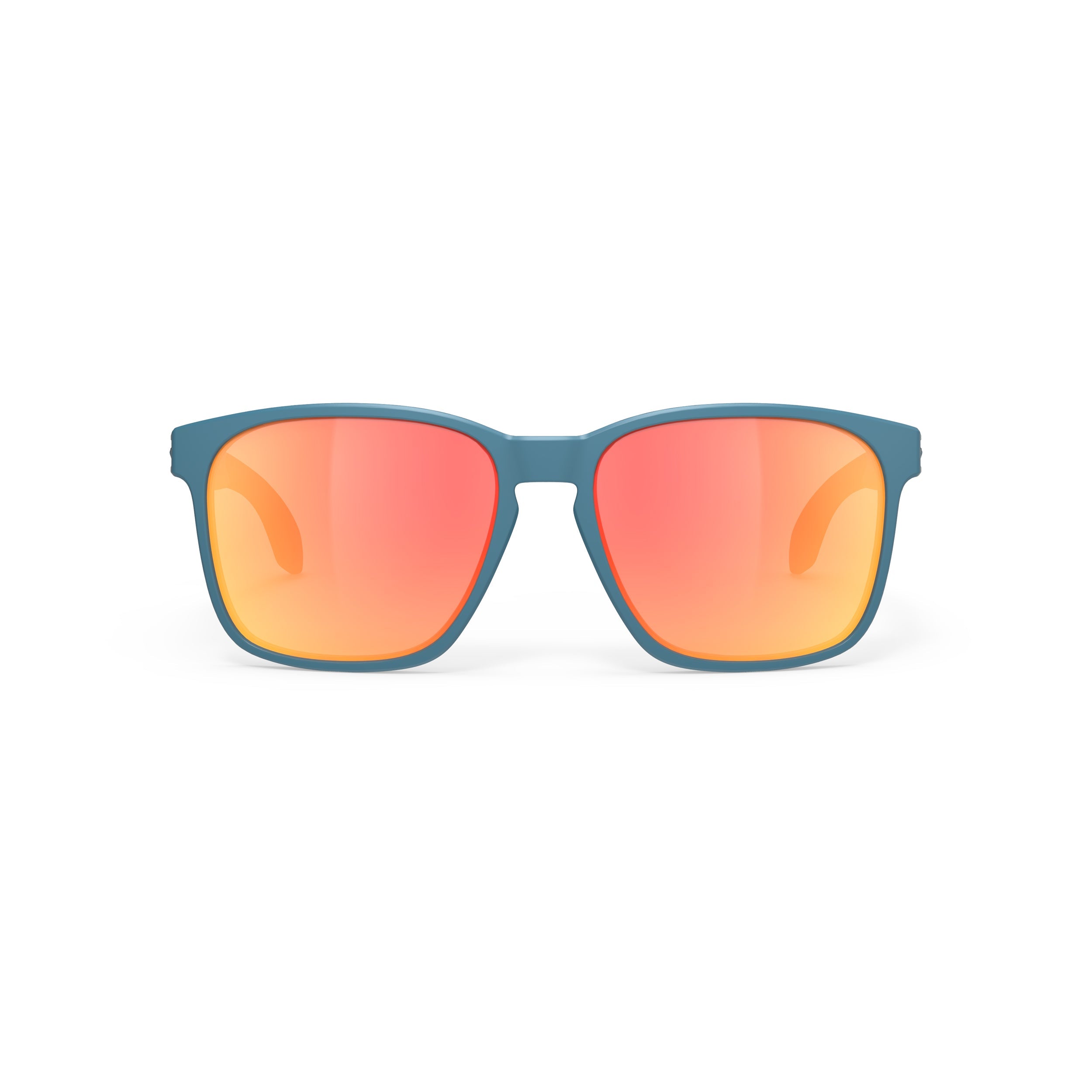 Rudy Project Lightflow A Teal Matte mirrored multilaser orange performance sunglasses – front view, alternate angle