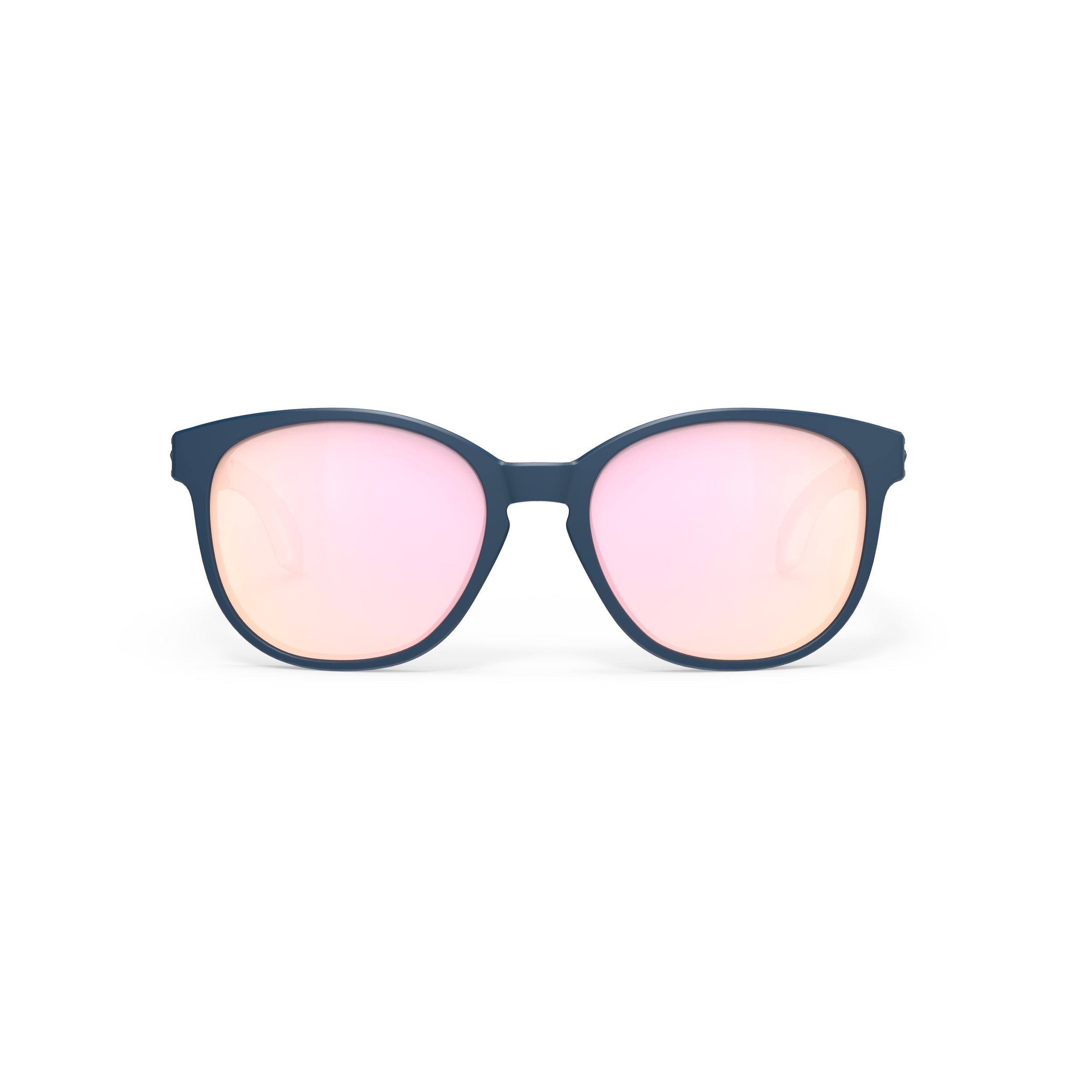 Rudy Project Lightflow B Blue Navy Matte mirrored multilaser rose performance sunglasses – front view, alternate angle