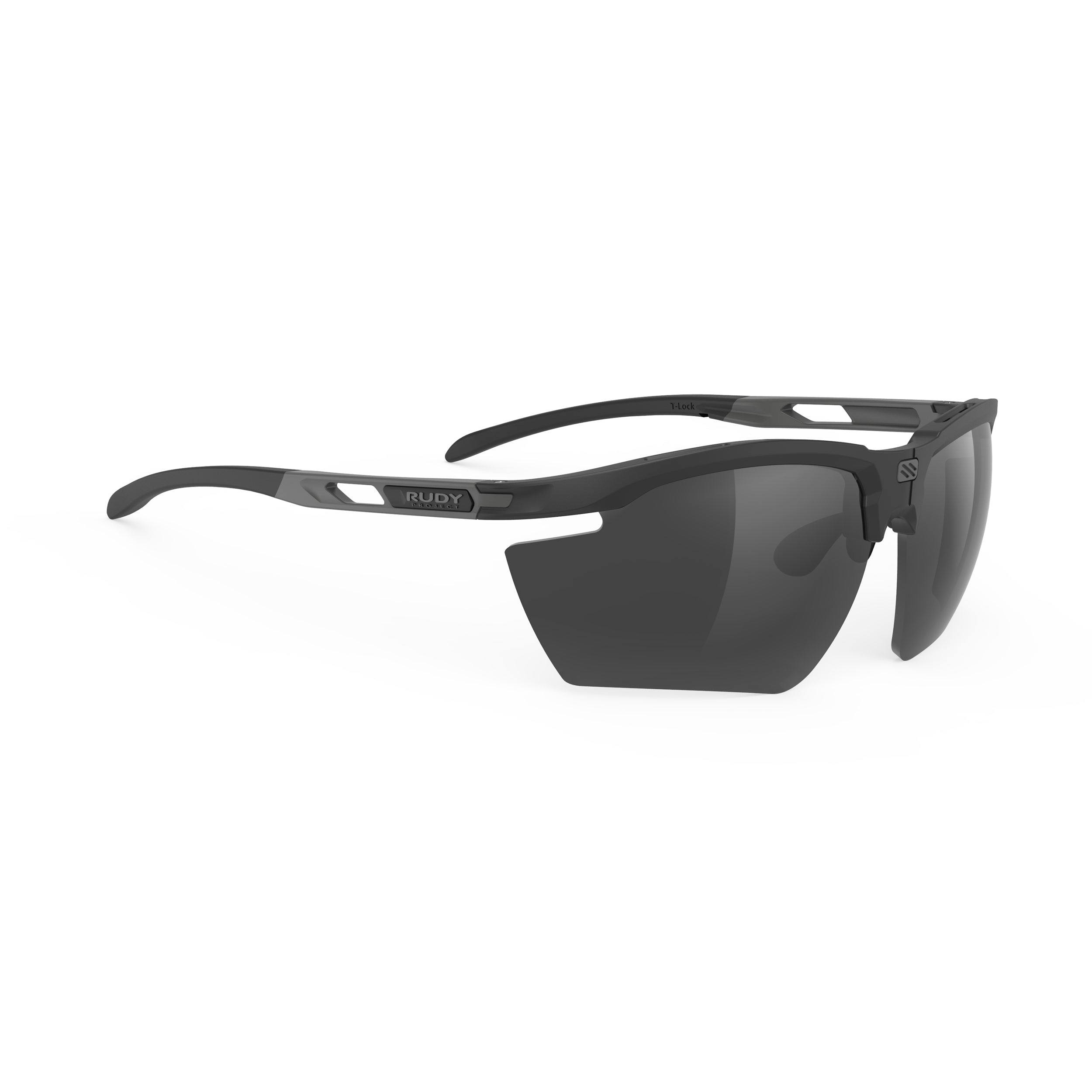 Rudy Project Magnus Black Matte mirrored smoke black performance sunglasses – front view