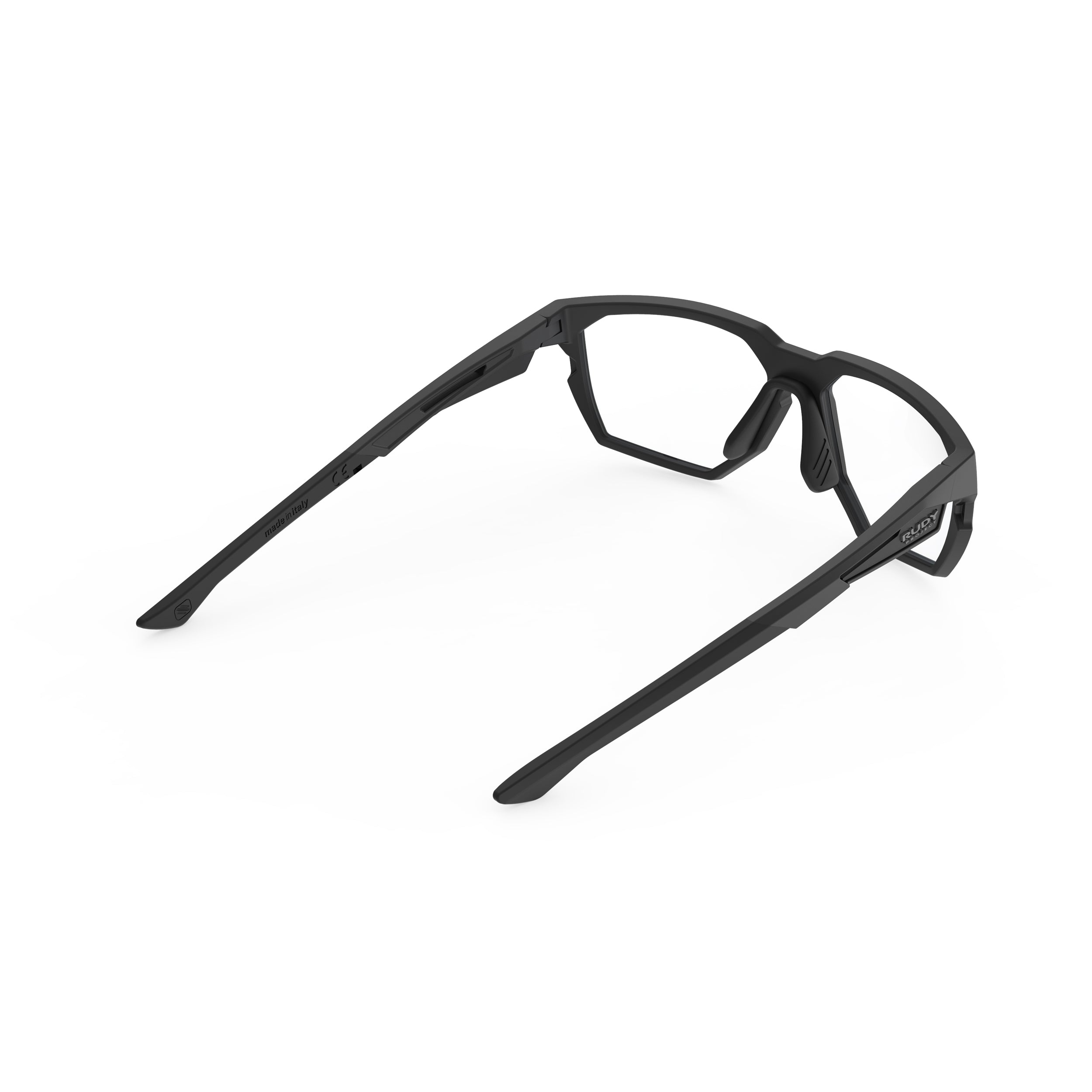 Rudy Project No Code Black Matte prescription sports glasses – rear view