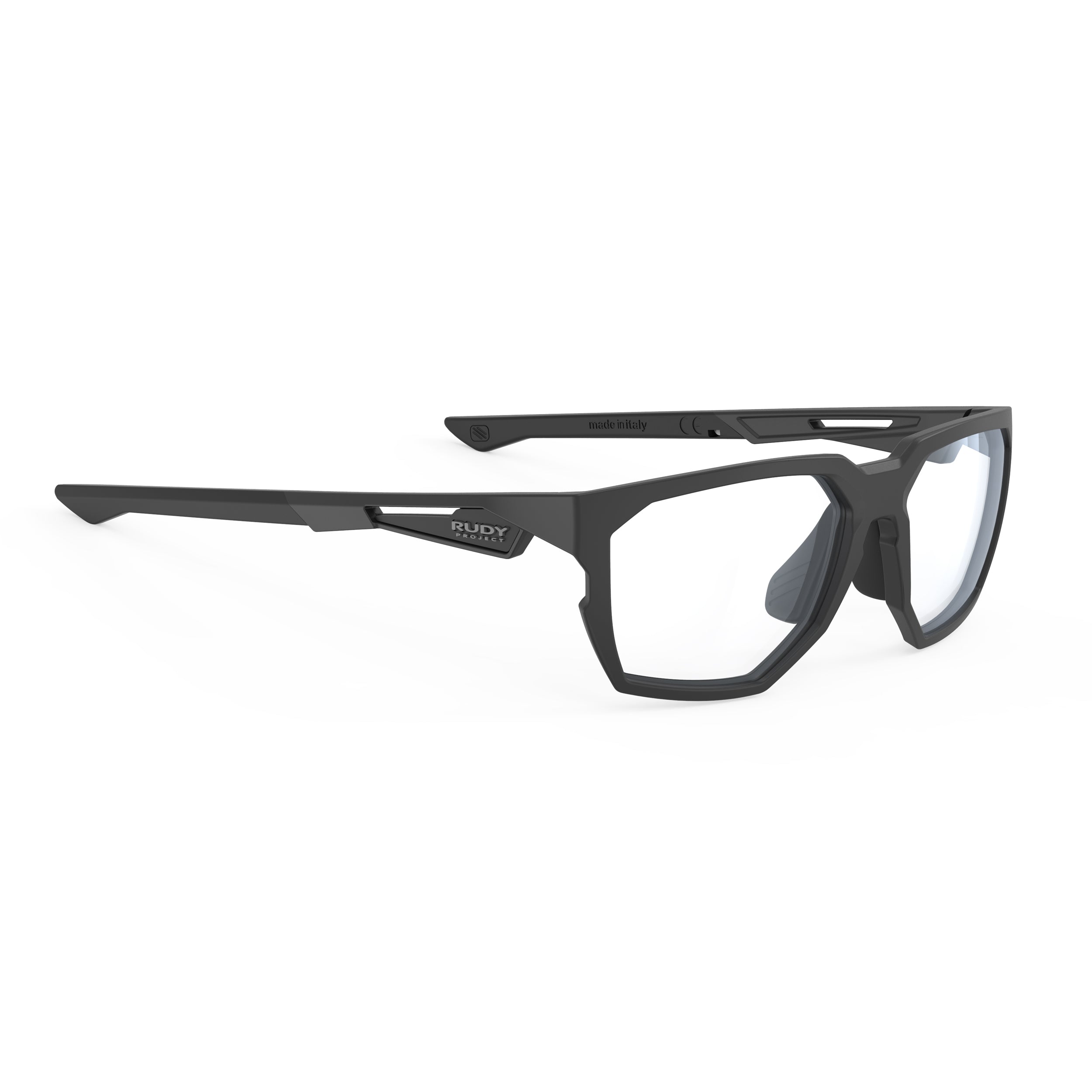 Rudy Project No Code Black Matte prescription sports glasses – front view, alternate angle