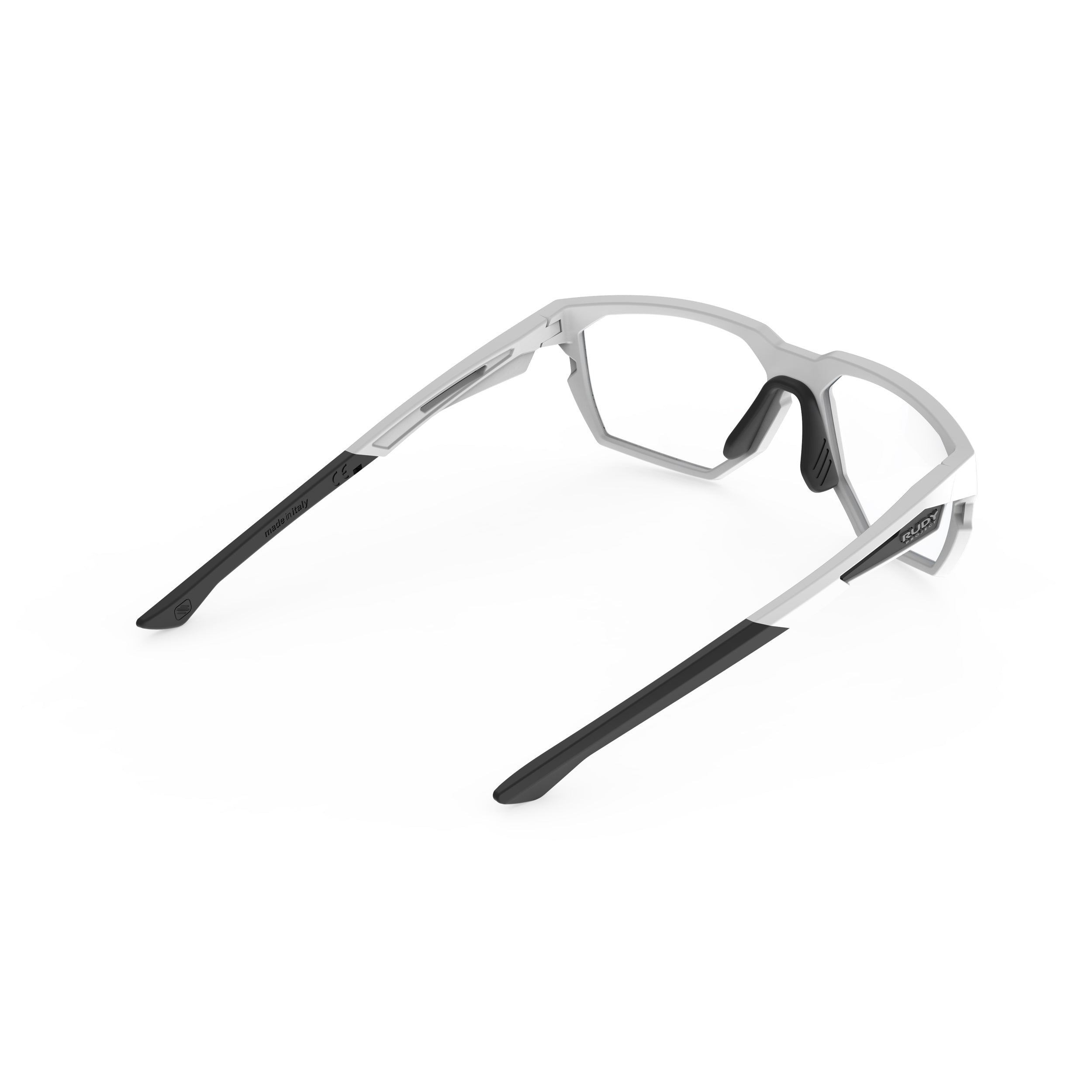 Rudy Project No Code White Matte prescription sports glasses – rear view