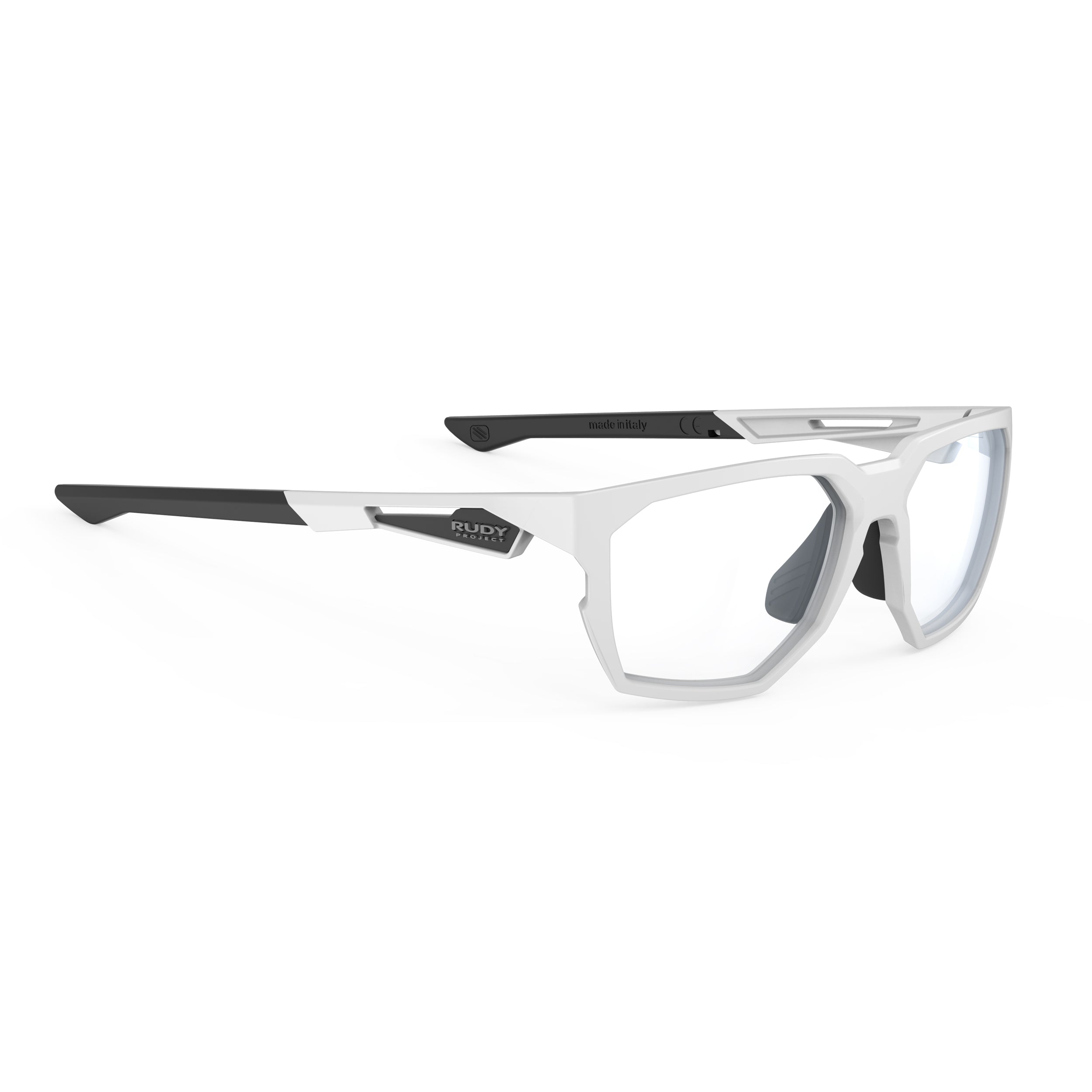 Rudy Project No Code White Matte prescription sports glasses – front view, alternate angle