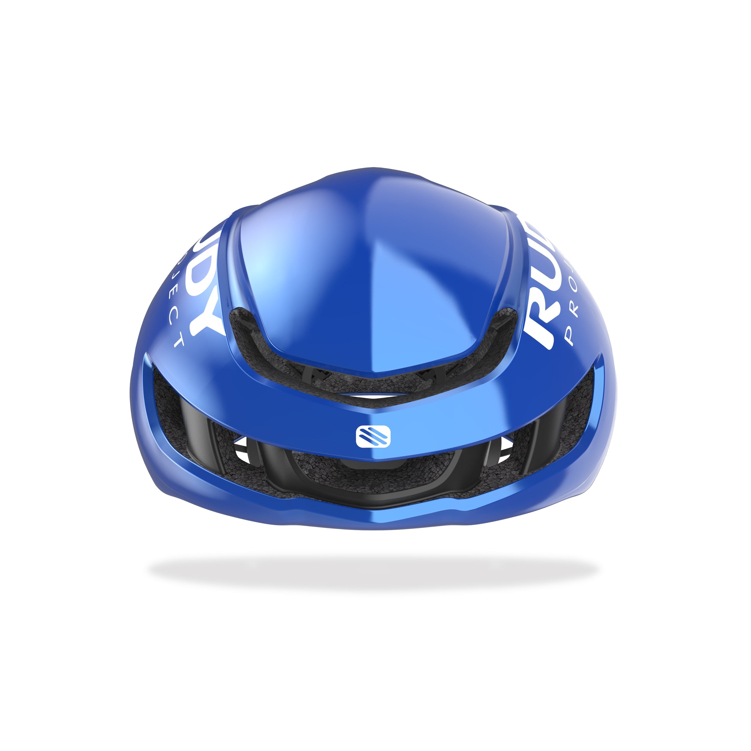 Rudy Project Nytron Metal Blue Shiny/Black Matte cycling helmet – front view, alternate angle