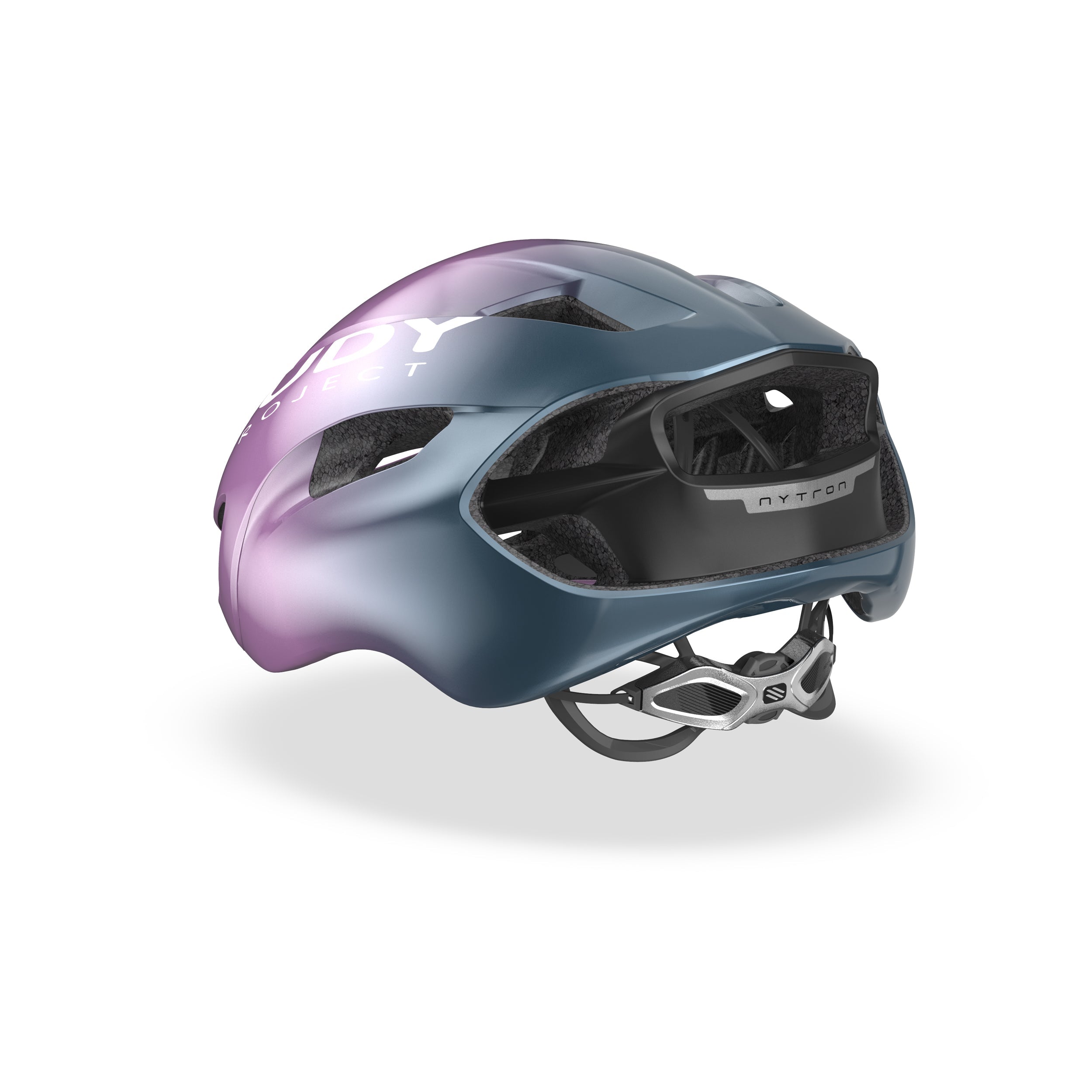 Rudy Project Nytron Nytron Lilac/Blue Avio Metal Shiny cycling helmet – side view, opposite side