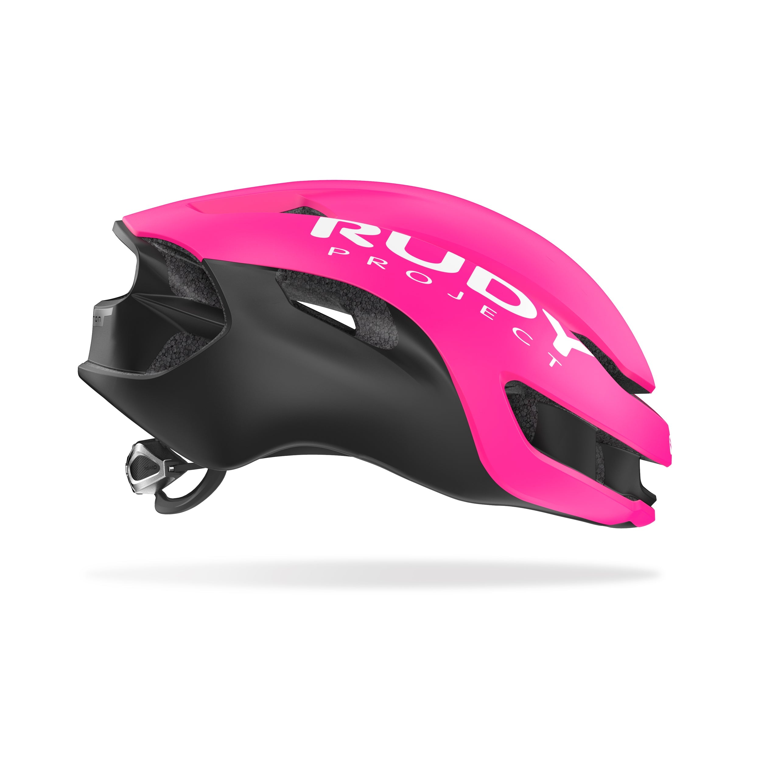 Rudy Project Nytron Pink Fluo/Black Matte cycling helmet – side view