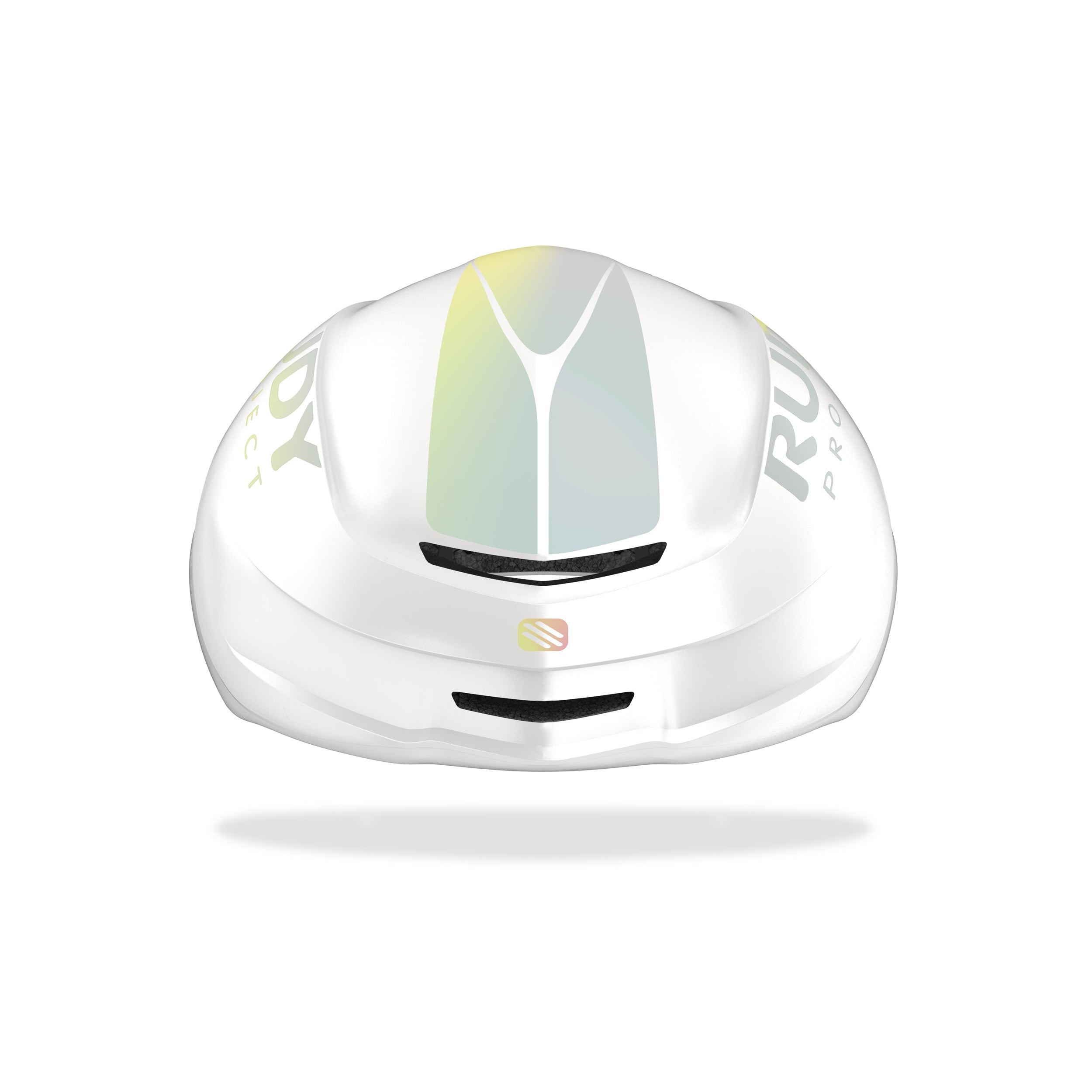 Rudy Project Nytron Pro Iridescent White Matte cycling helmet – front view, alternate angle