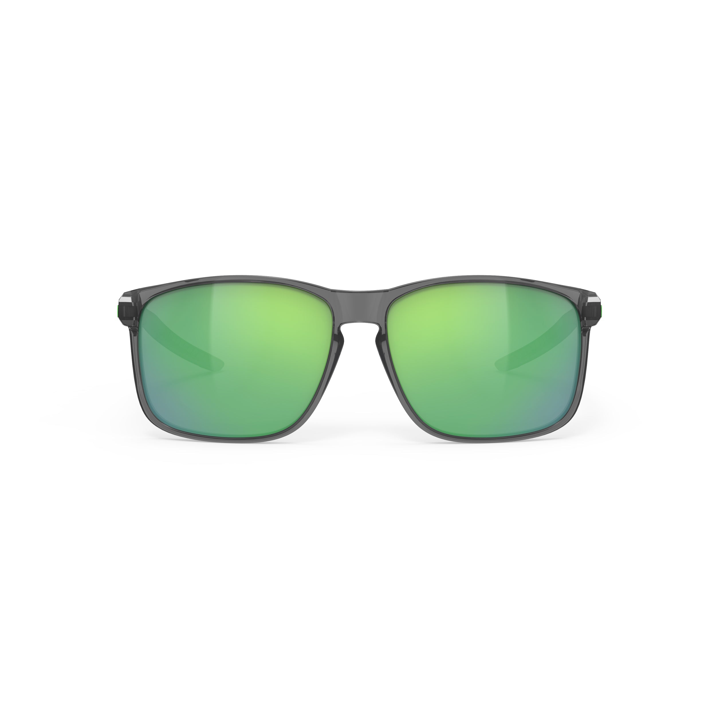 Rudy Project Overlap Crystal Ash polarized polar 3fx hdr multilaser green performance sunglasses – front view, alternate angle