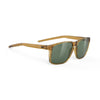 Rudy Project Overlap Crystal Butterscotch Gloss mirrored green performance sunglasses – front view