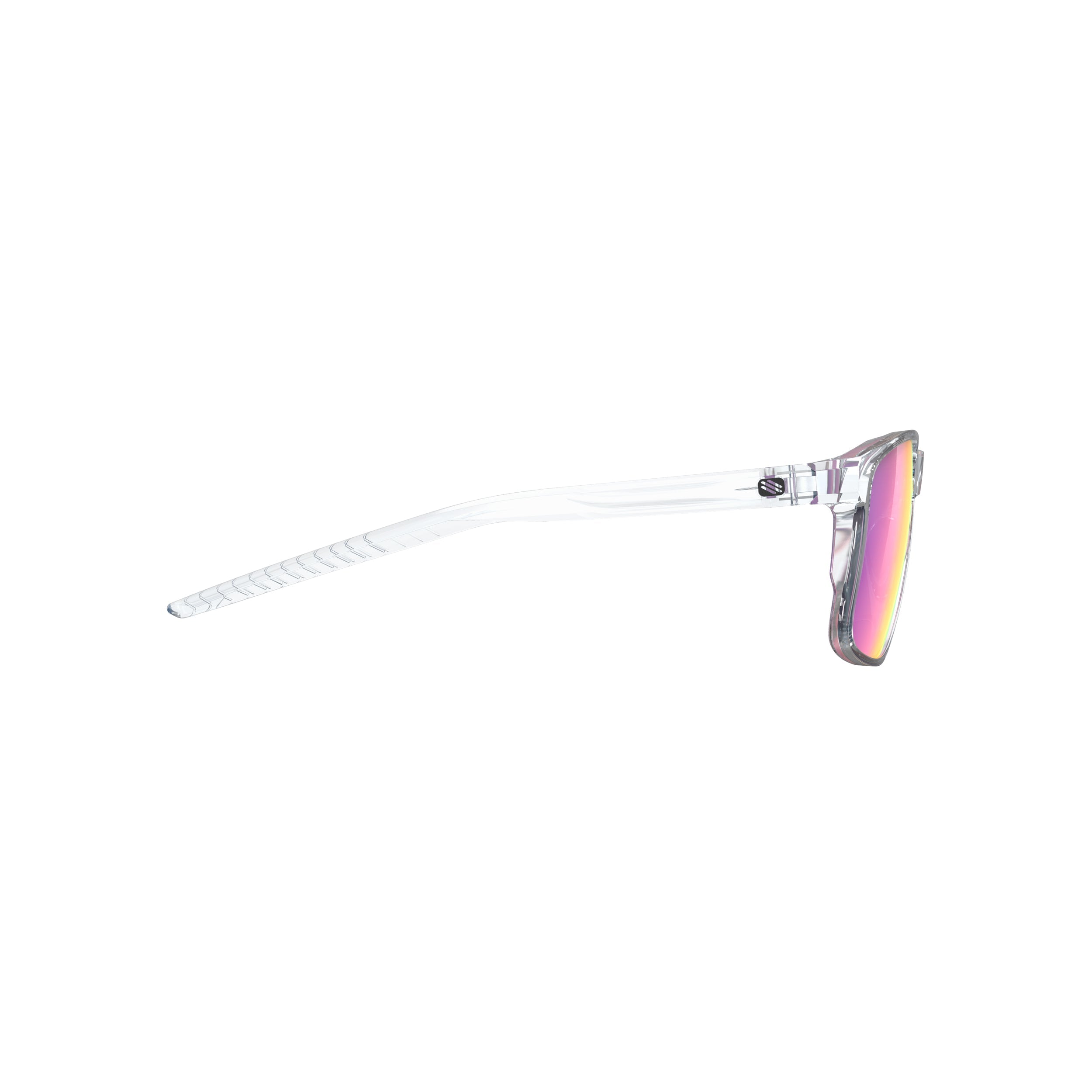 Rudy Project Overlap Crystal Gloss mirrored multilaser sunset performance sunglasses – side view, opposite side