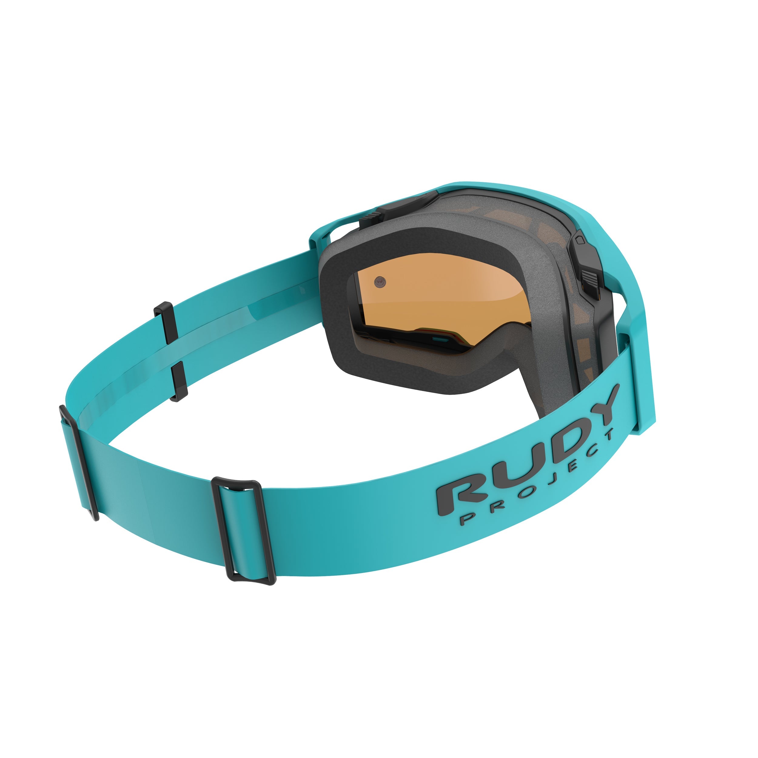 Rudy Project Override Emerald Matte mirrored multilaser orange mtb goggles – rear view