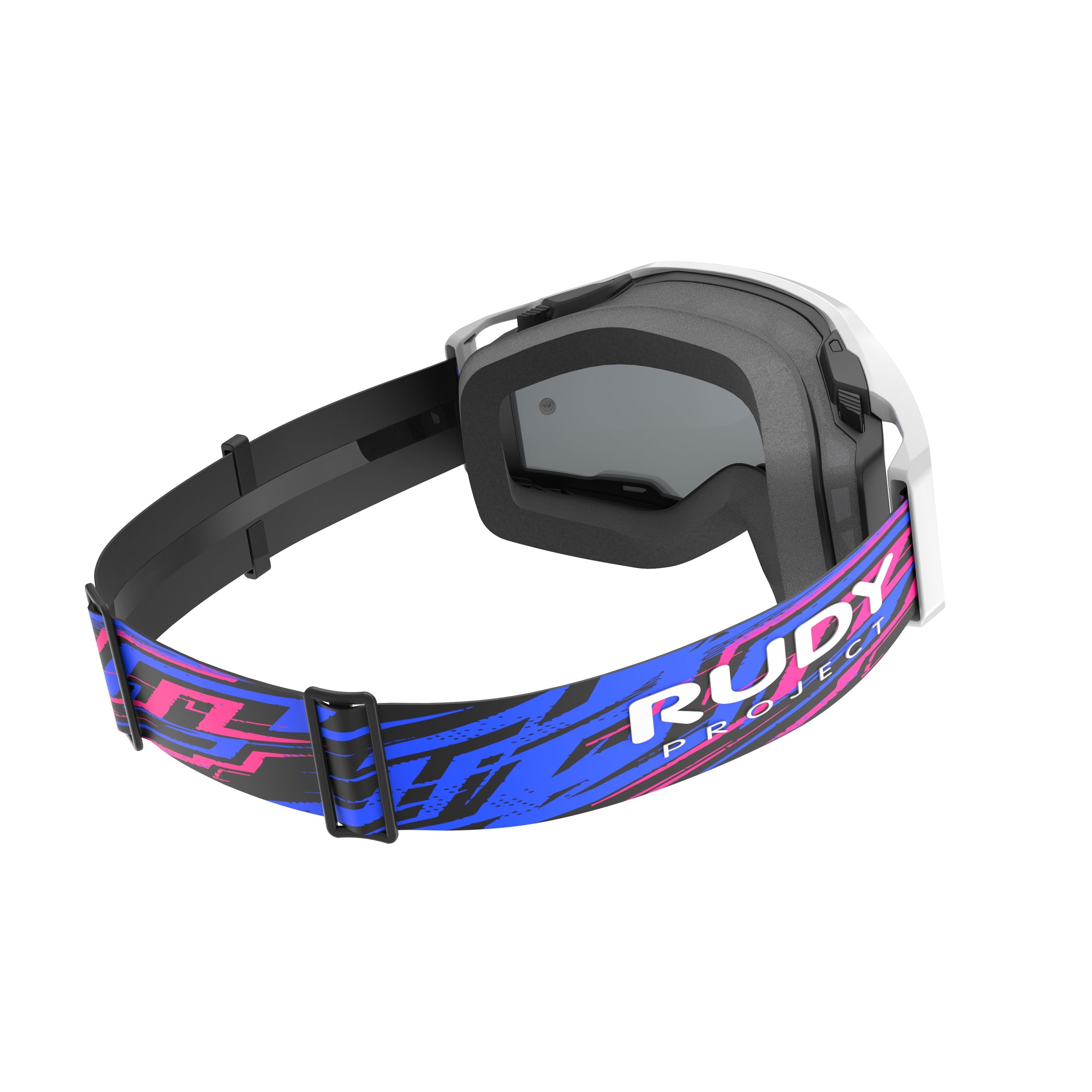 Rudy Project Override White Gloss mirrored multilaser ice mtb goggles – rear view