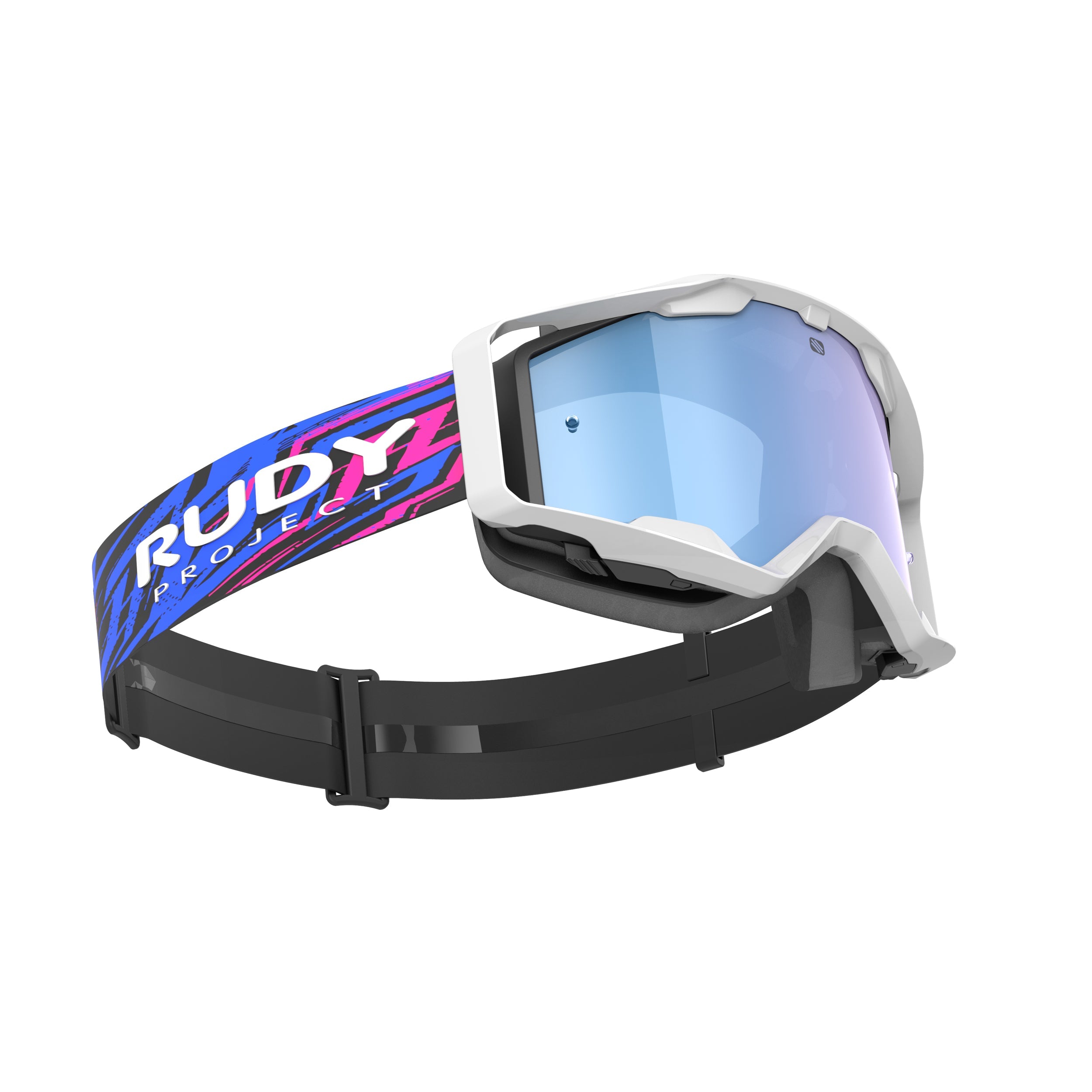 Rudy Project Override White Gloss mirrored multilaser ice mtb goggles – side view