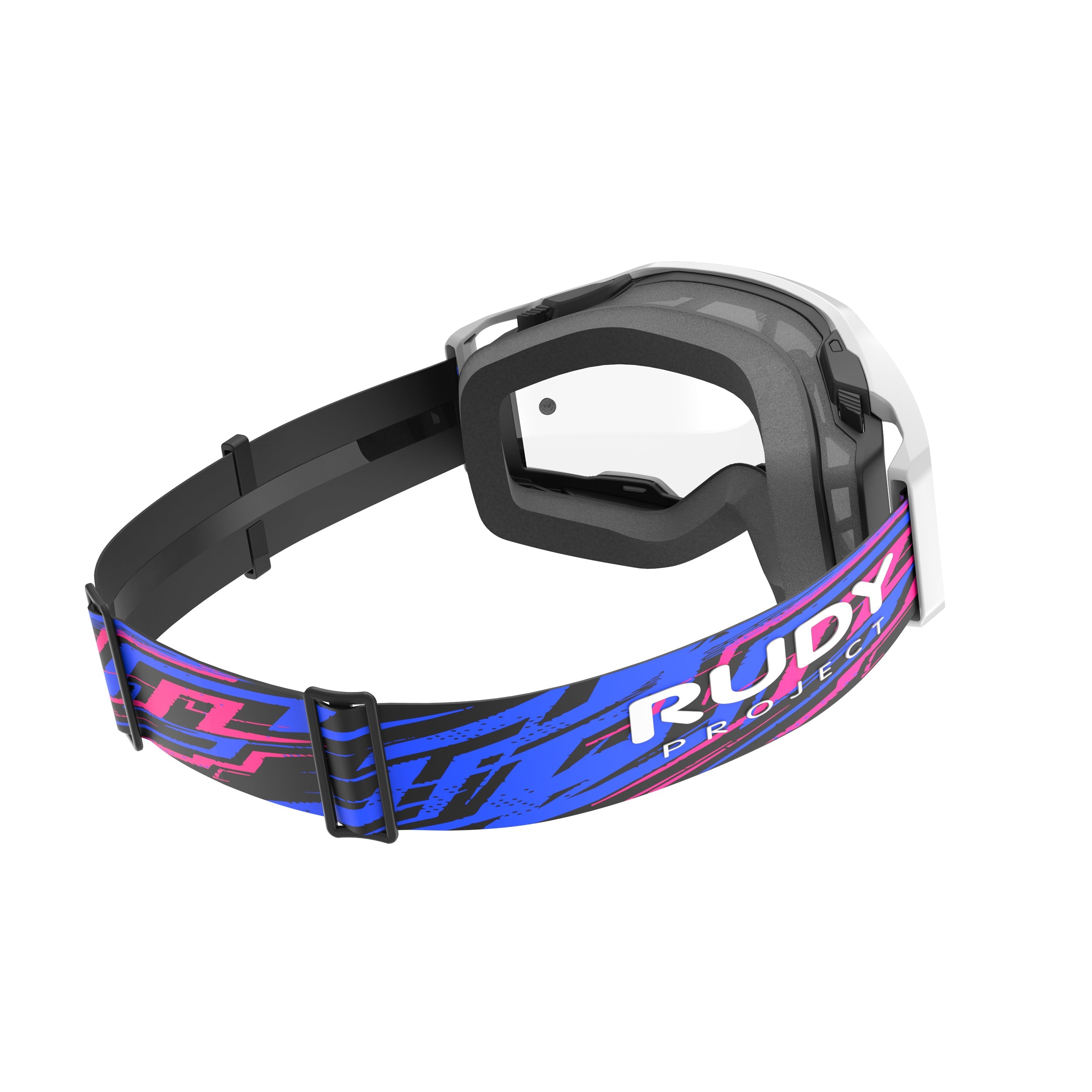 Rudy Project Override White Gloss transparent mtb goggles – rear view