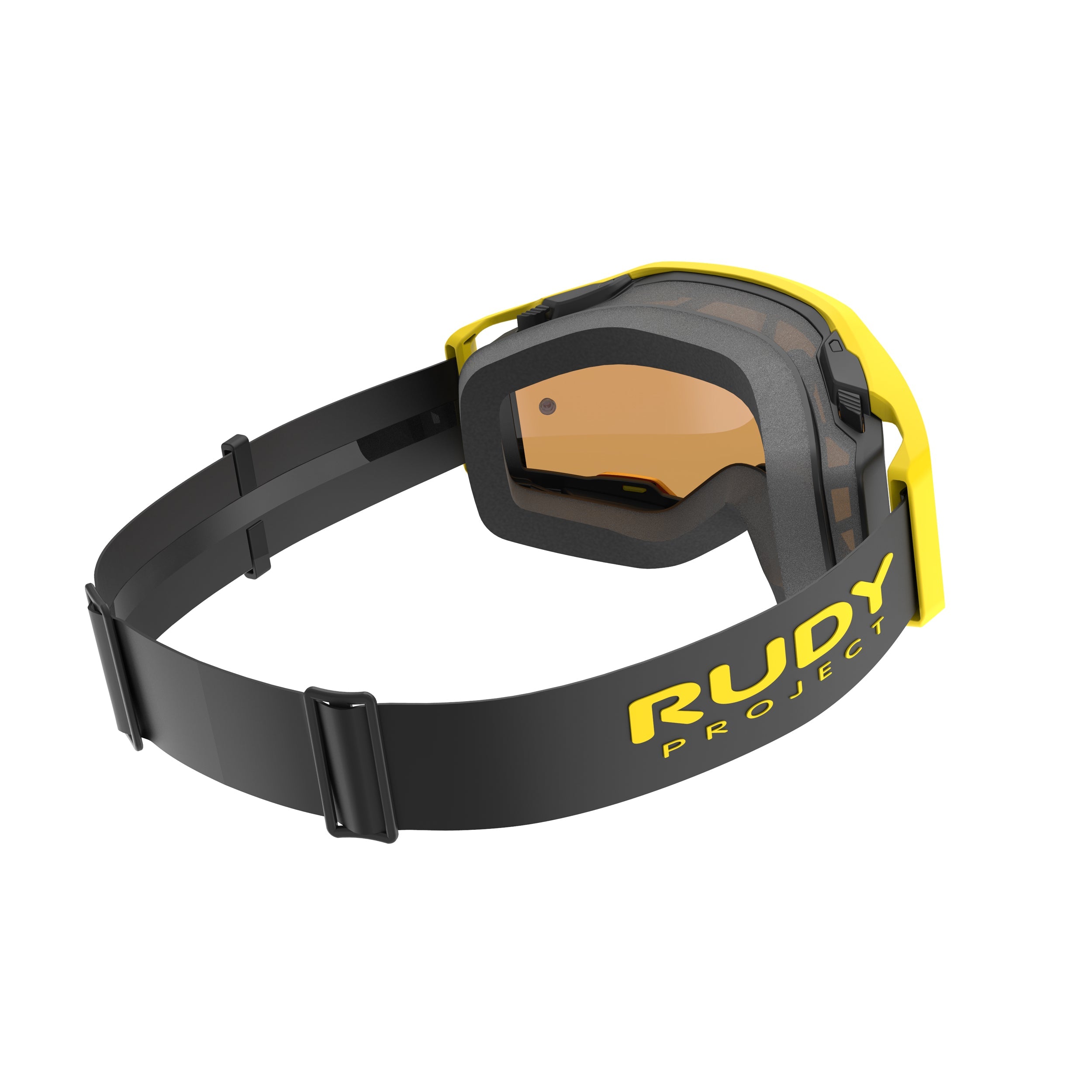 Rudy Project Override Yellow Matte mirrored multilaser orange mtb goggles – rear view
