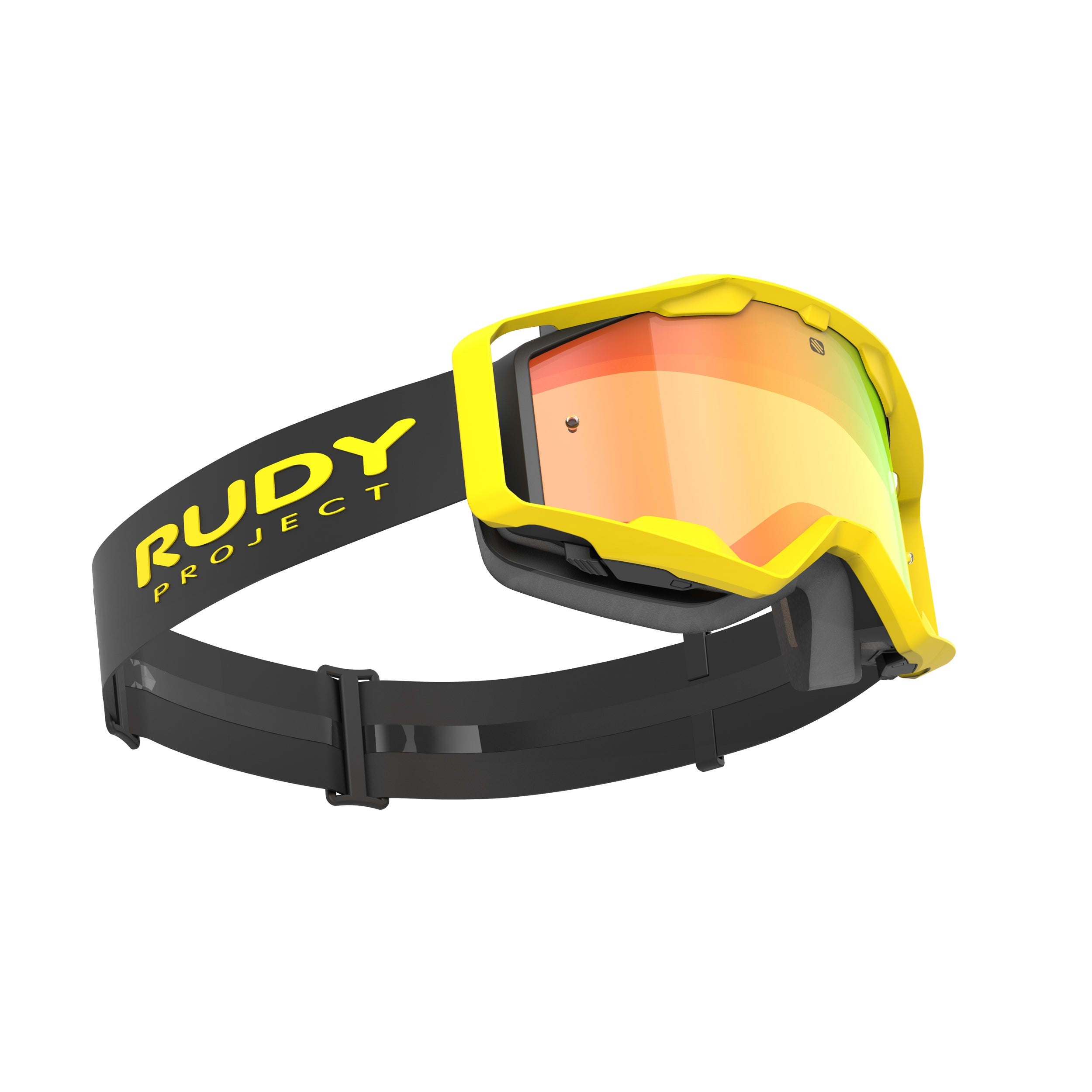 Rudy Project Override Yellow Matte mirrored multilaser orange mtb goggles – side view